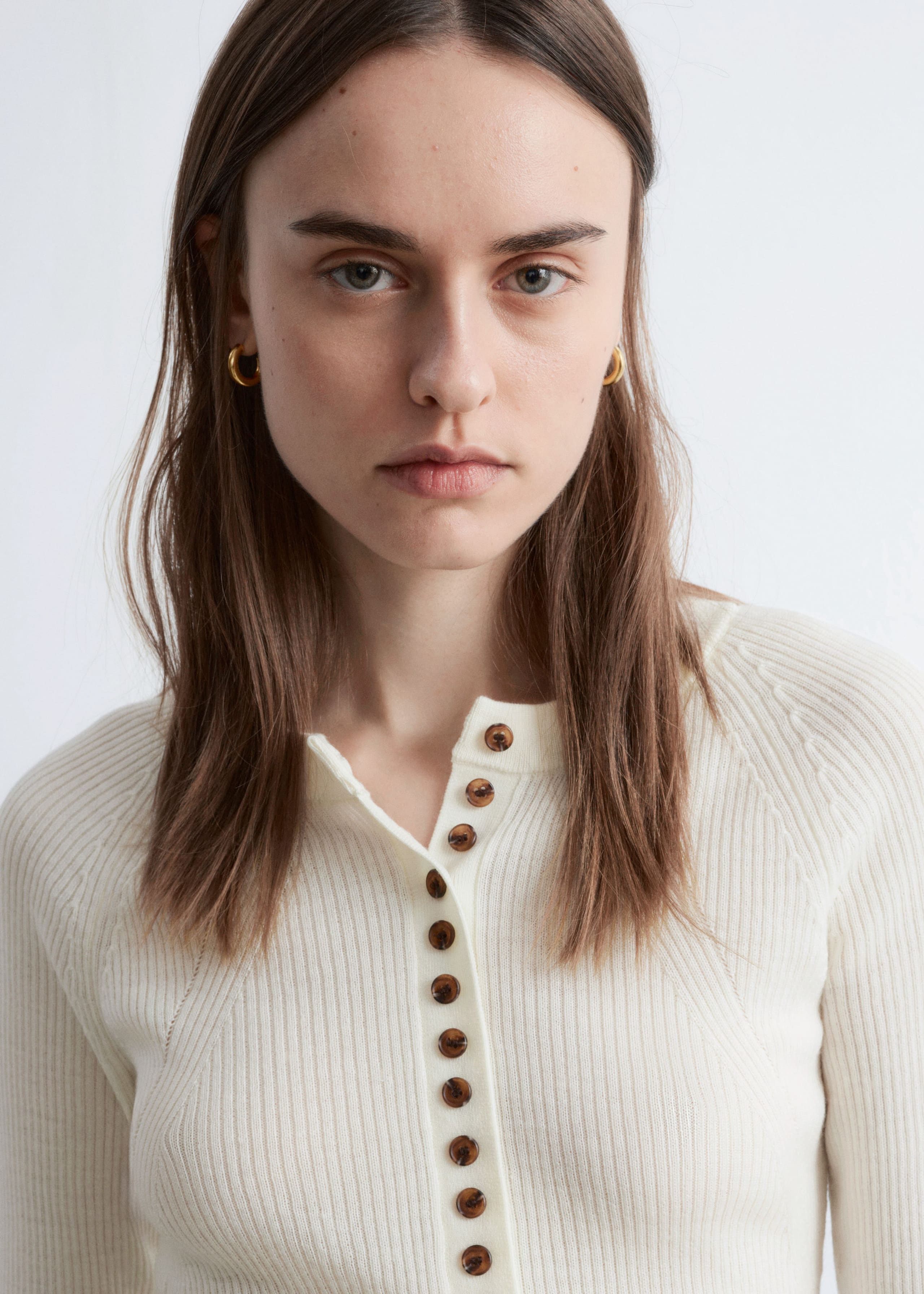 Image of Oberteil aus Wolle mit halblanger Knopfleiste