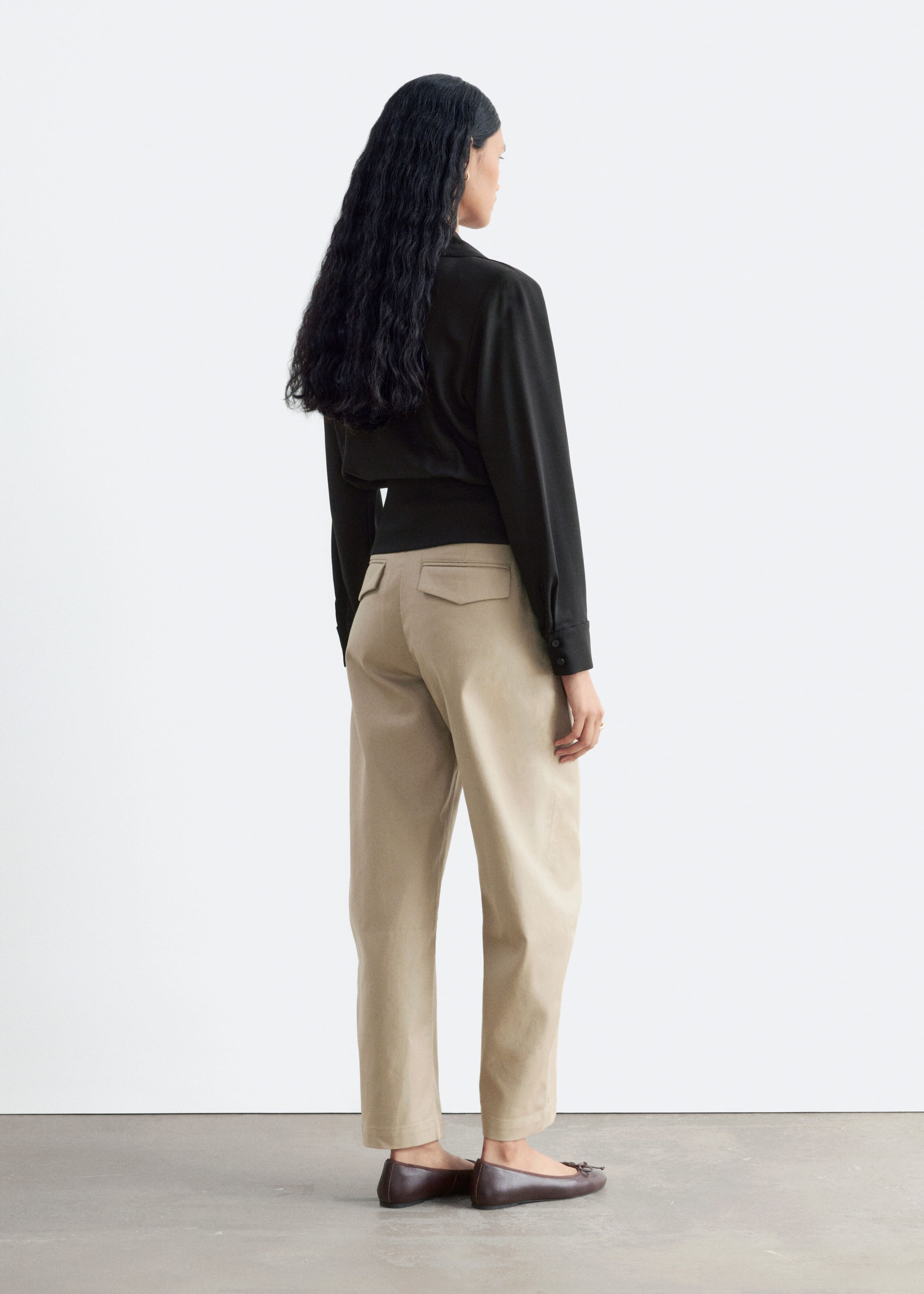 Shawl-Collar Wrap Blouse - Black - Lookbook