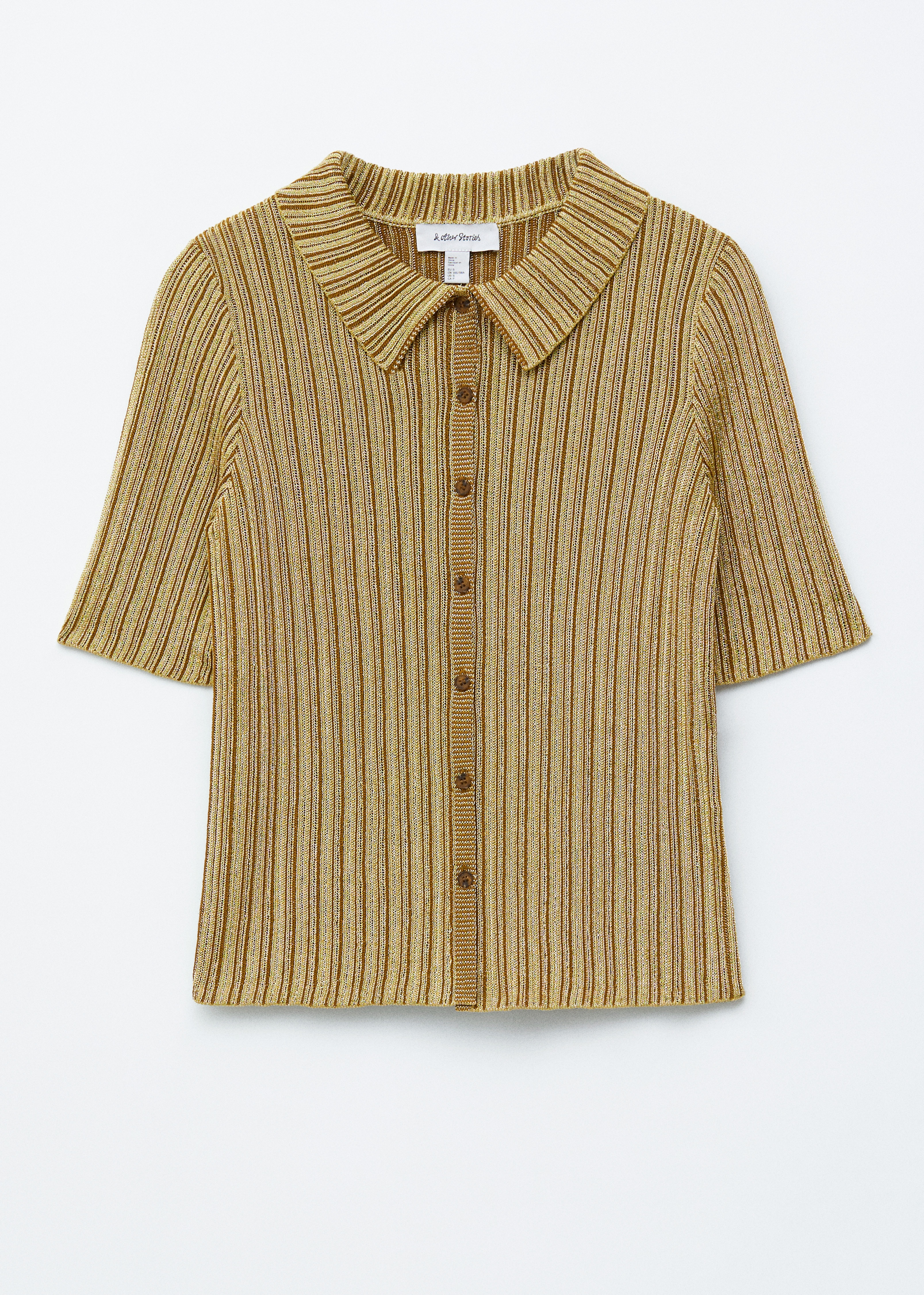 Bordázott lurex top - Bézs