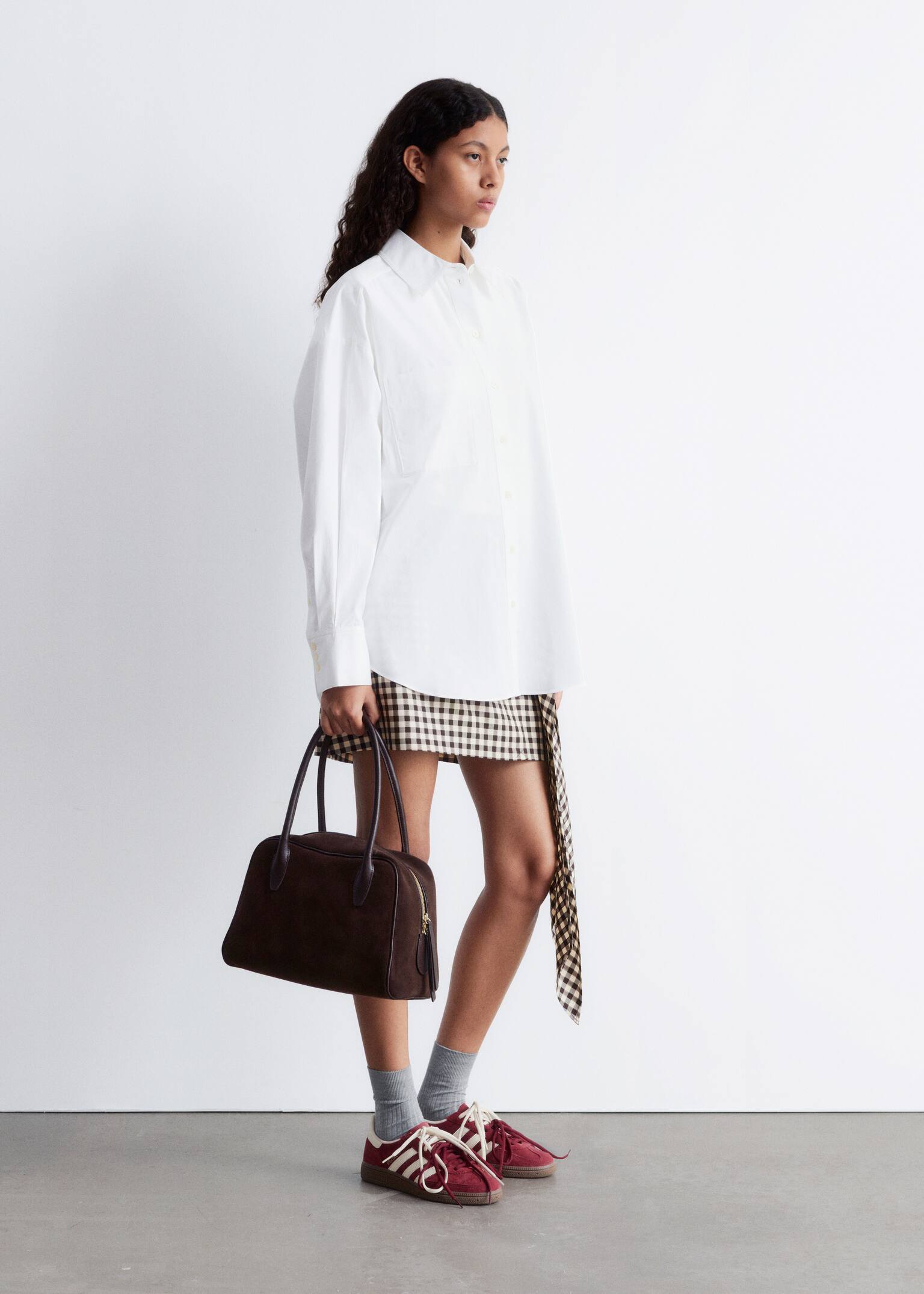 Oversized skjorte - Hvid/Hvide/brune striber - 5