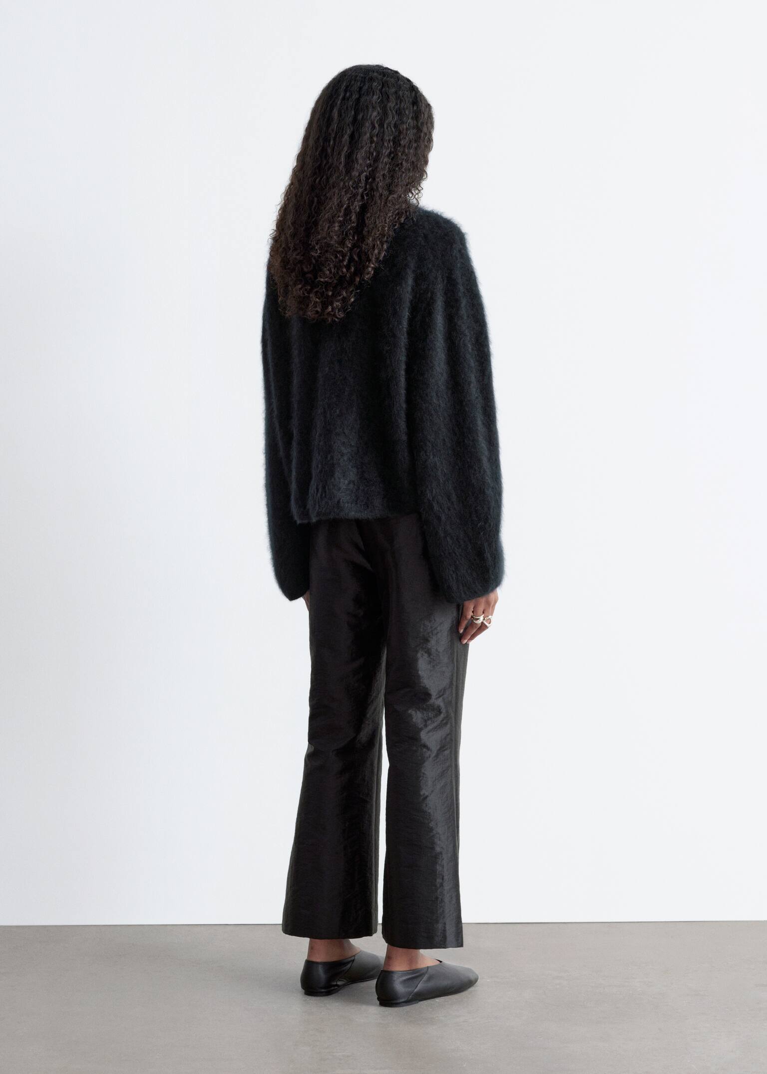 Cárdigan de punto de cachemira - Negro/Azul claro/Marrón cobre - 6