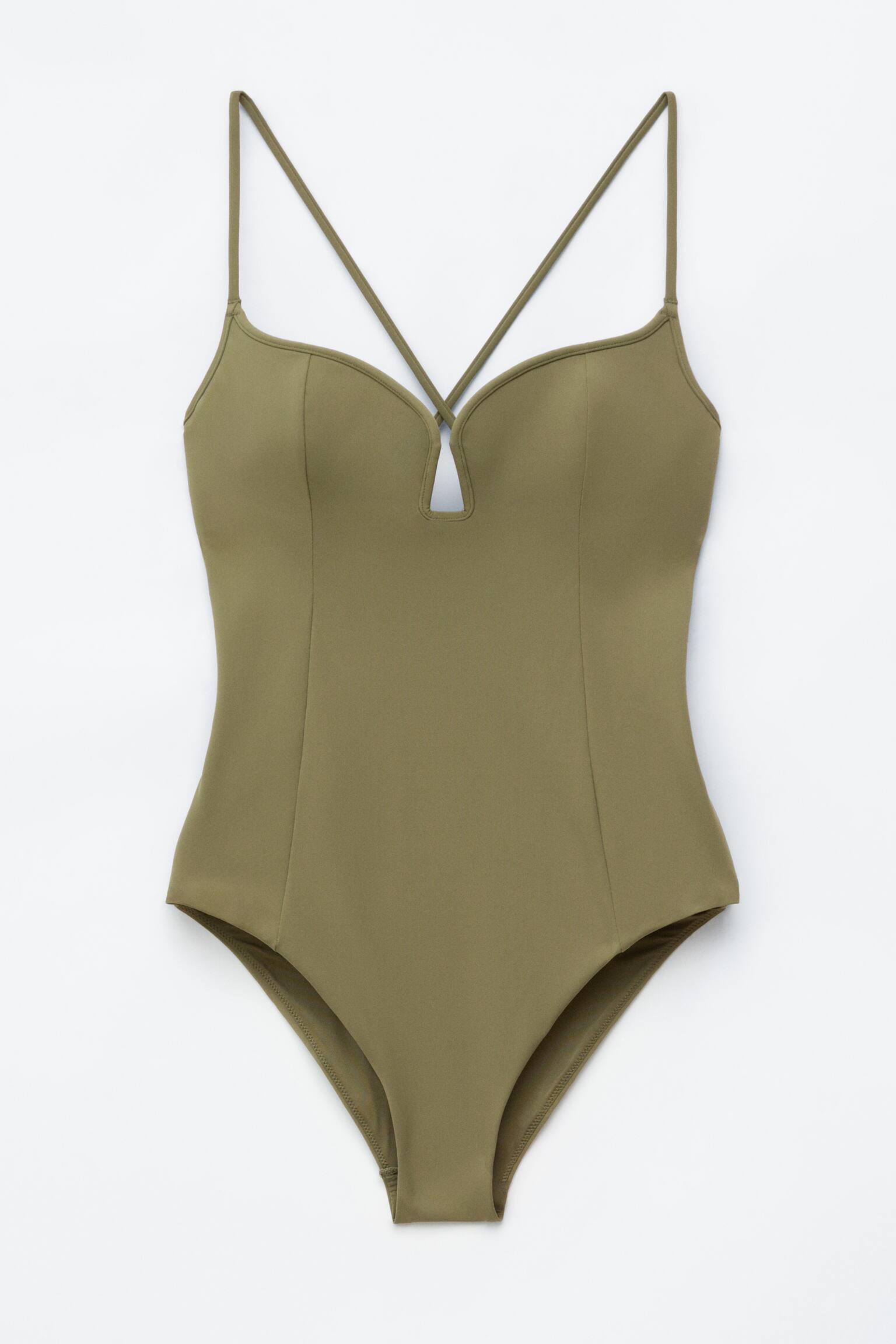 Maillot de bain à encolure triangle - Vert kaki/Noir - 2