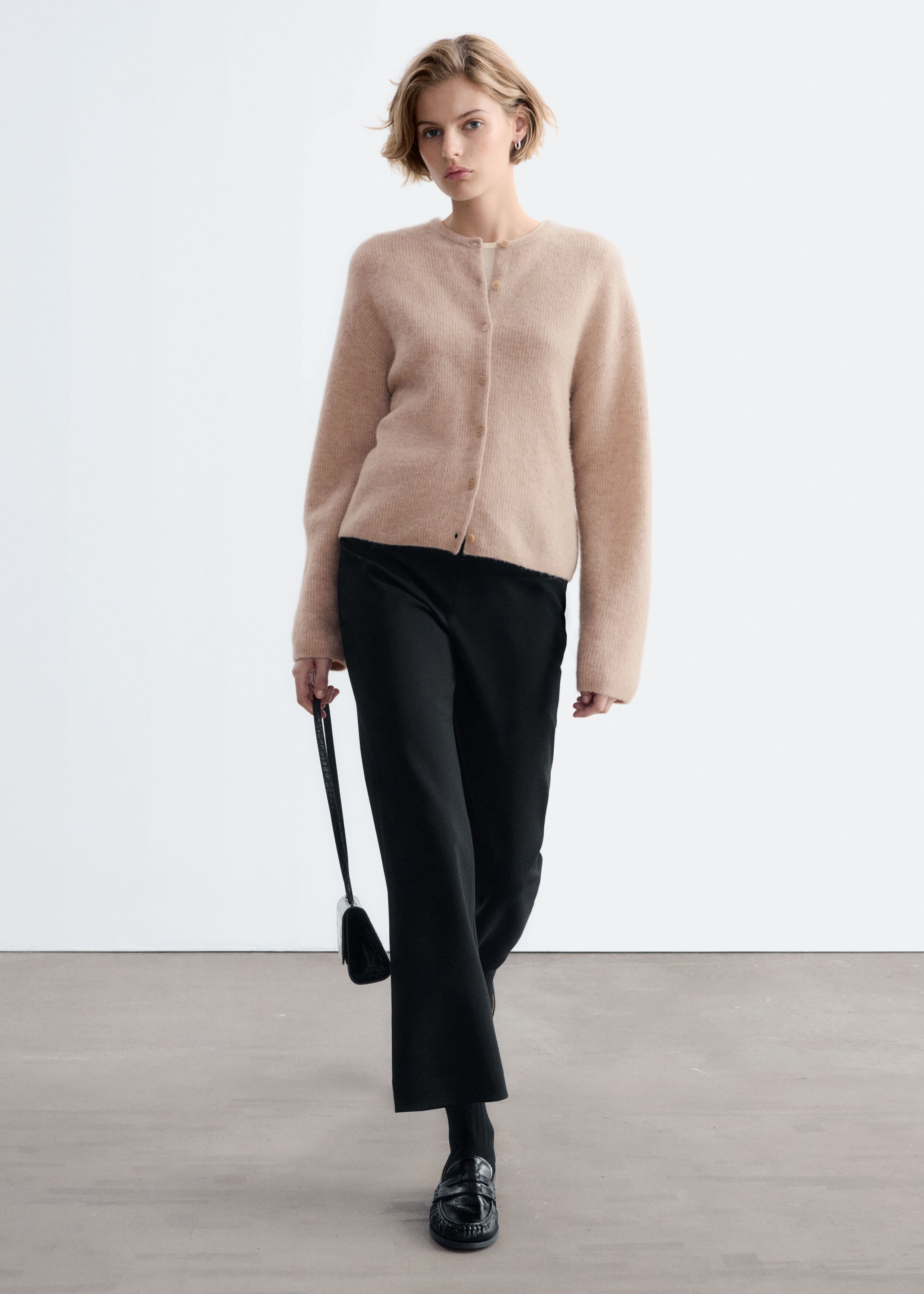 Alpaca-Blend Knitted Cardigan - Beige - Lookbook