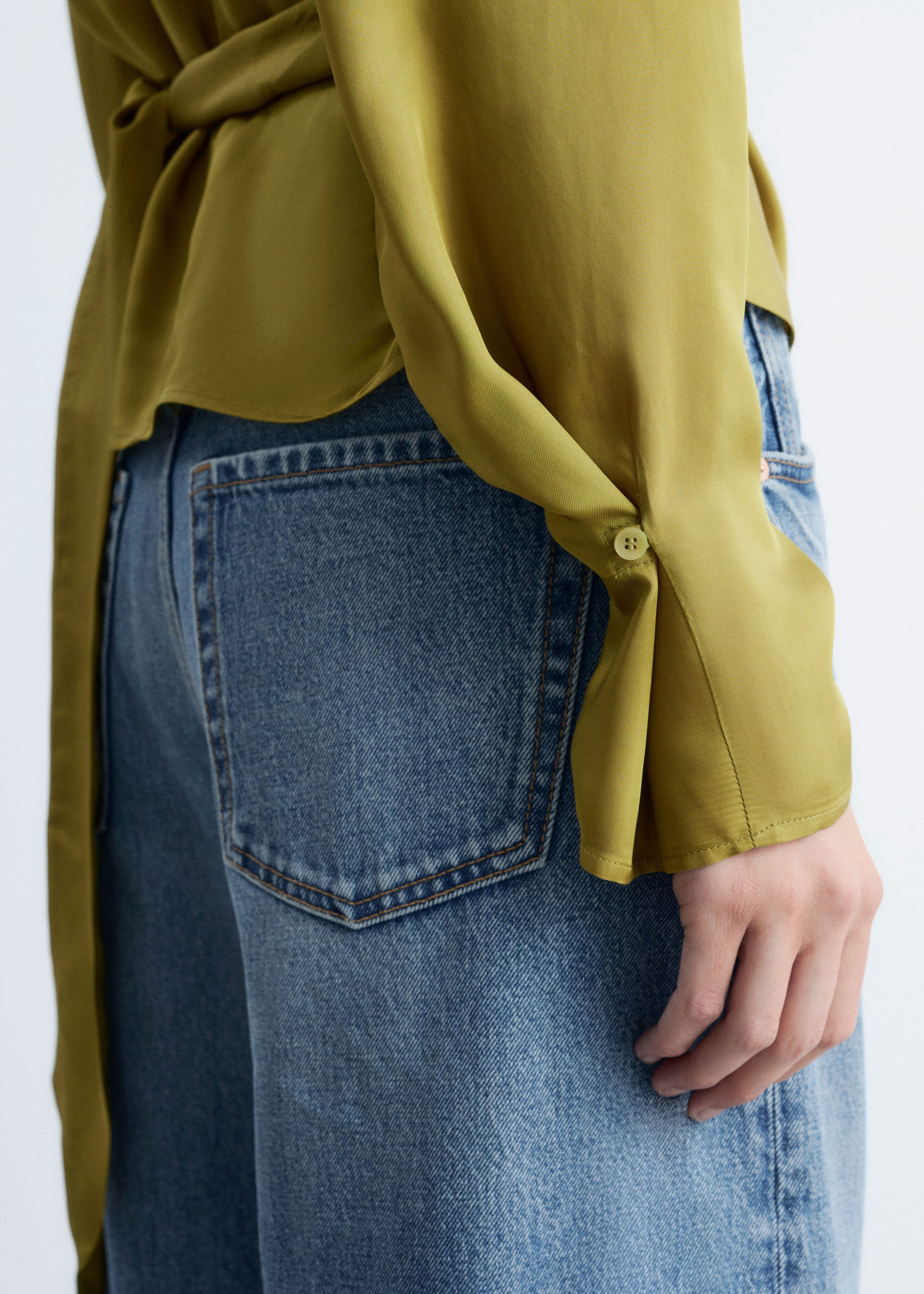 Image of Gathered Tie-Belt Blouse