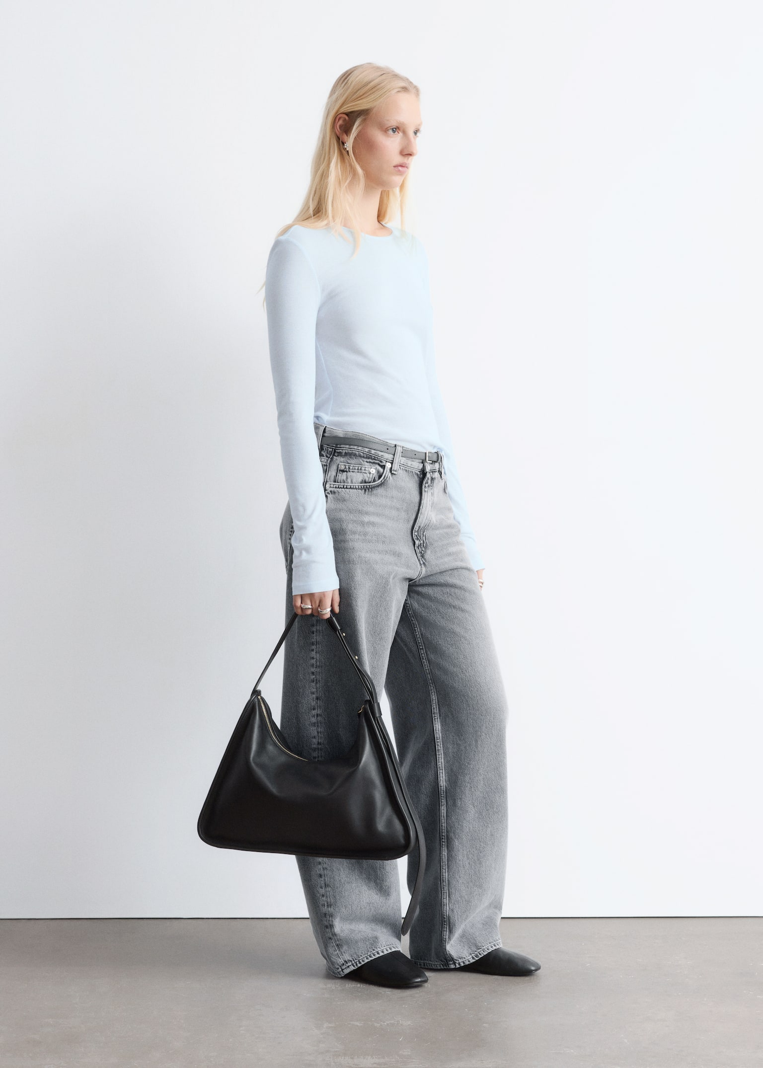 Hosszú ujjú áttetsző top - Világoskék - 5