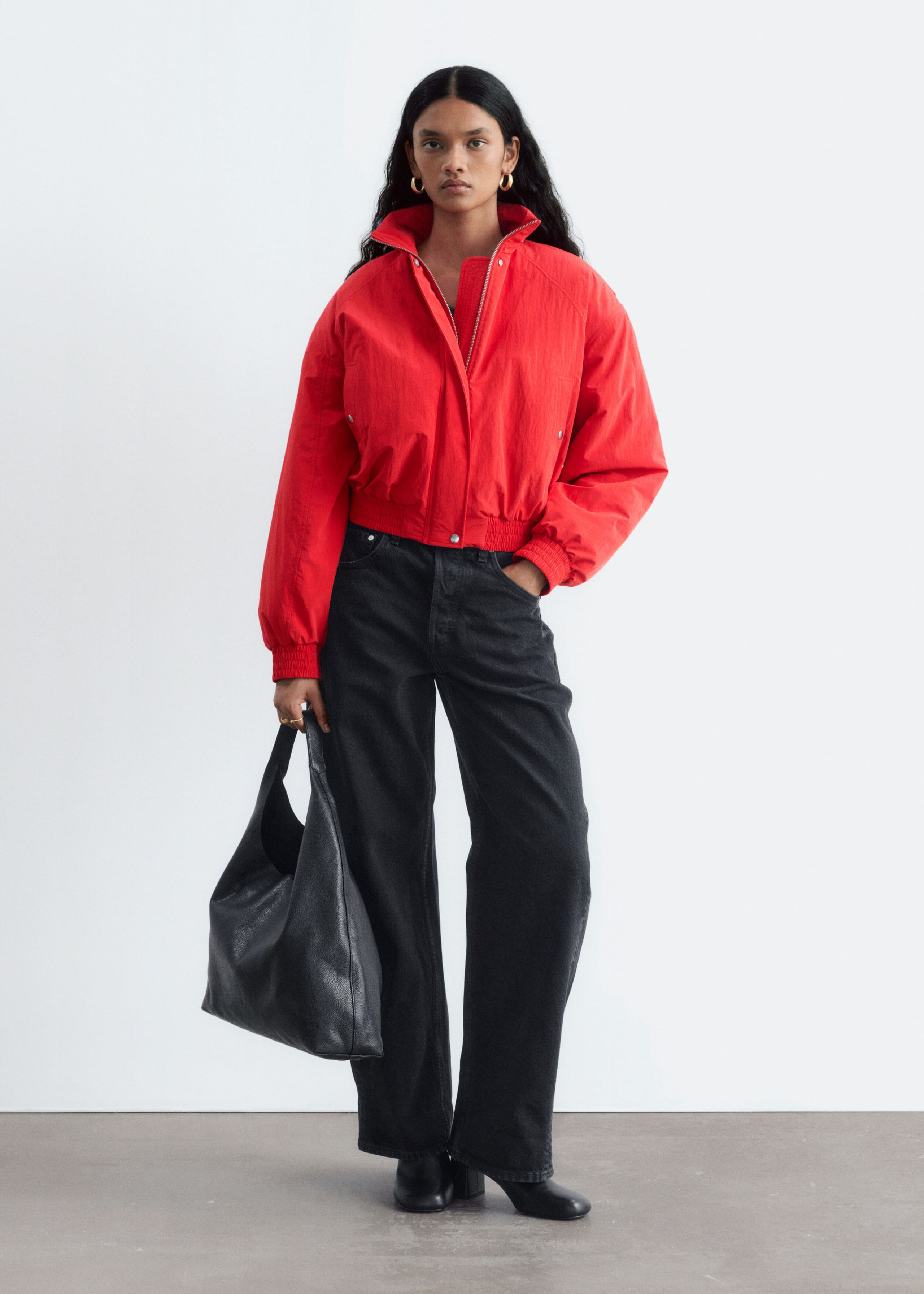 80s-Inspired Bomber Jacket - Red - Lookbook