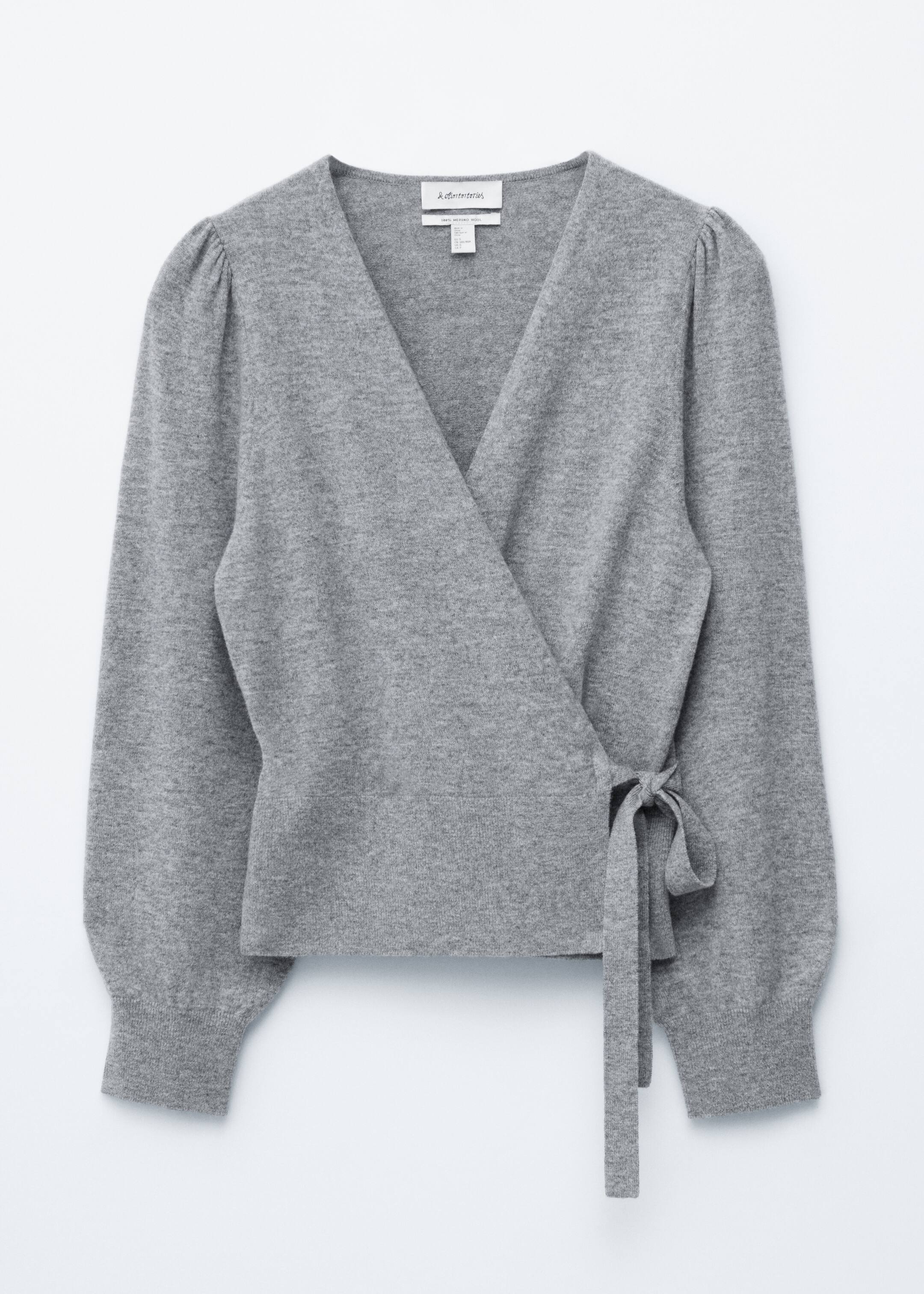 Größeres Bild ansehen: Strickjacke in Wickeloptik aus Merinowolle - Grau meliert - Ladies | H&M DE 4