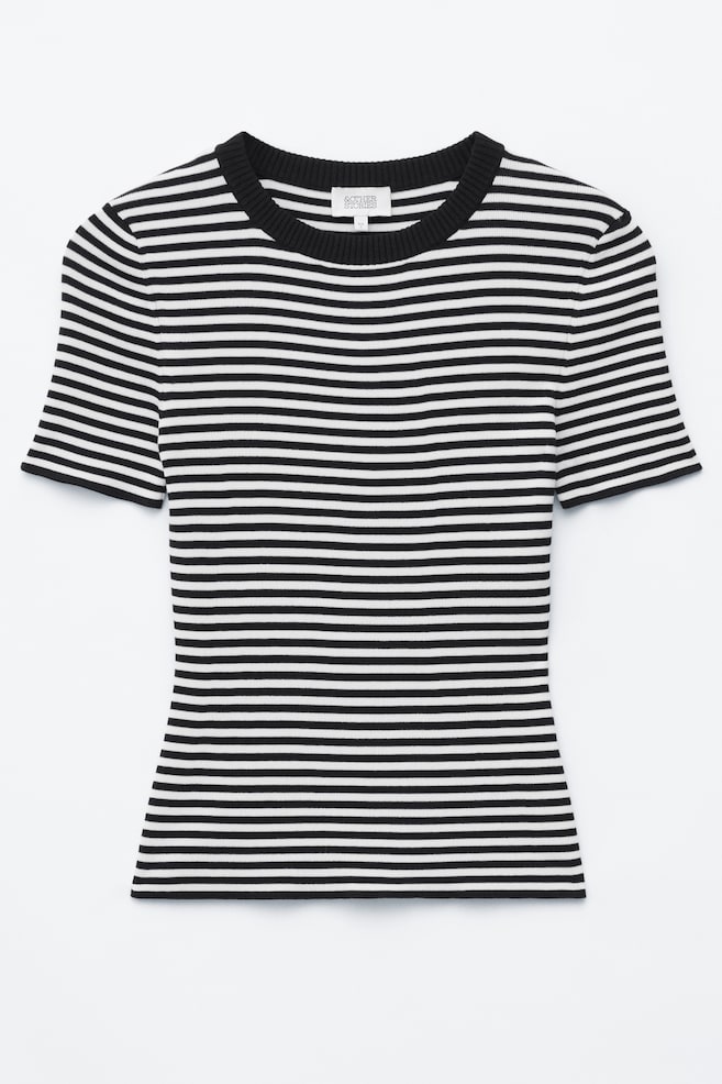 Camiseta de canalé - Blanco/Negro/Rayas/Azul/Blanco/Rayas/Rojo/Lila/Rayas - 1