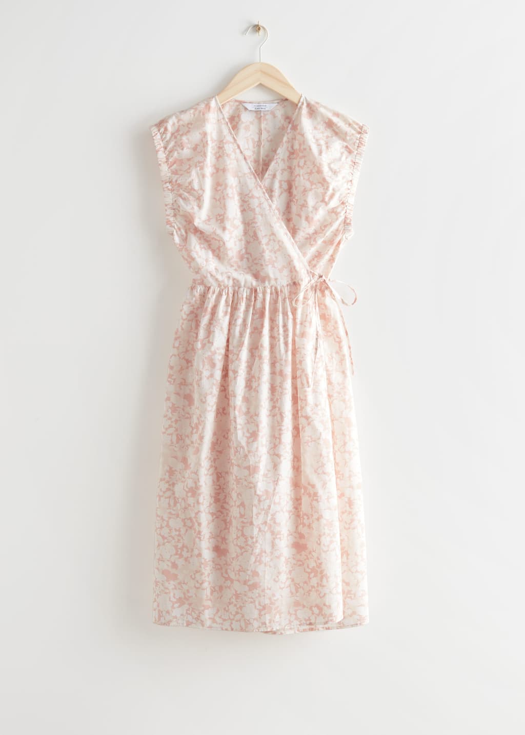 Printed Wrap Midi Dress - White Florals - Natura morta