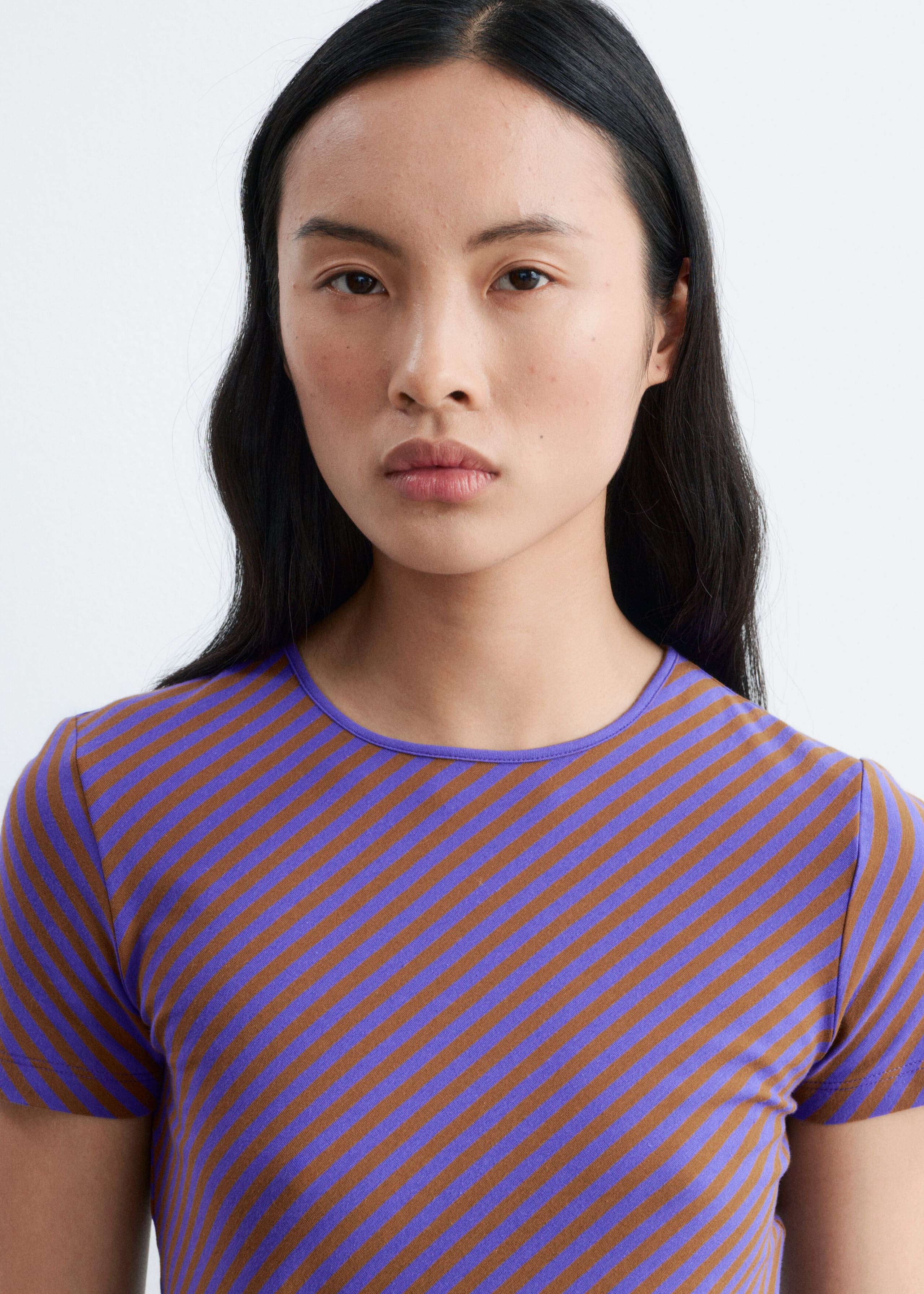 T-shirt imprimé et ajusté - Violet/Rayé - Lookbook