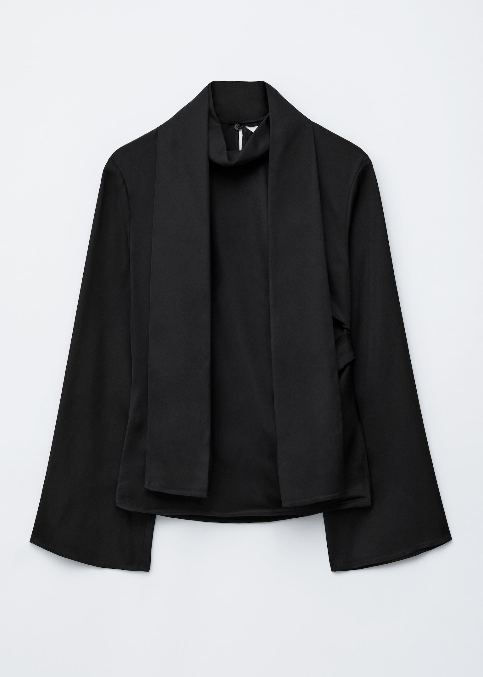 Blouse en satin avec foulard - Noir - 2