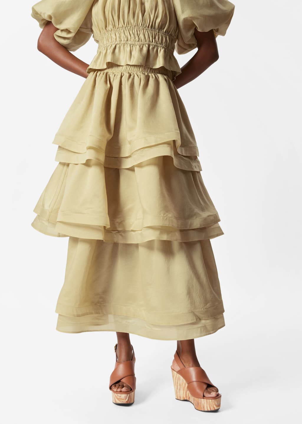 Image of Falda midi con volantes
