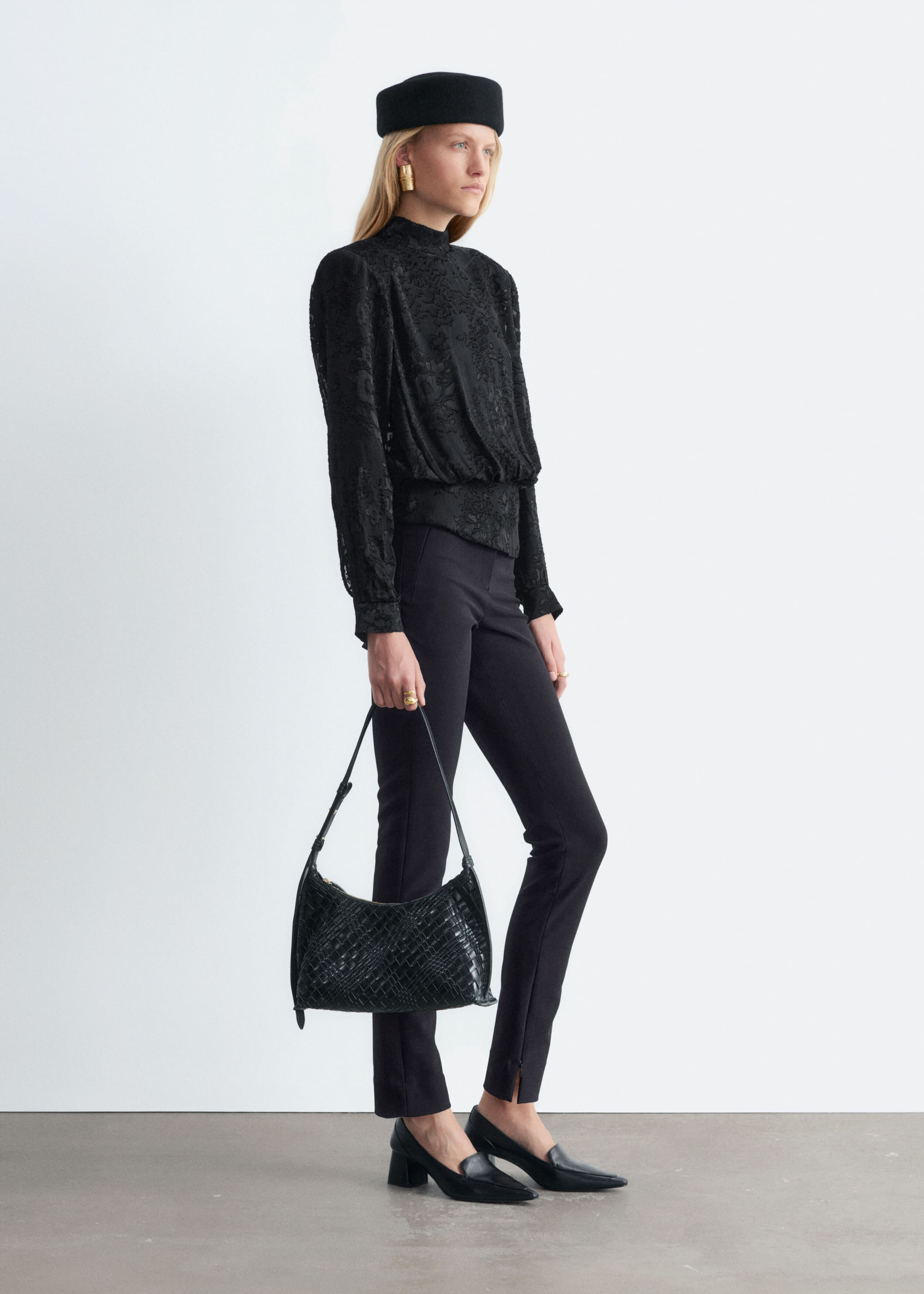Silk-Blend Chiffon Blouse - Black - Lookbook
