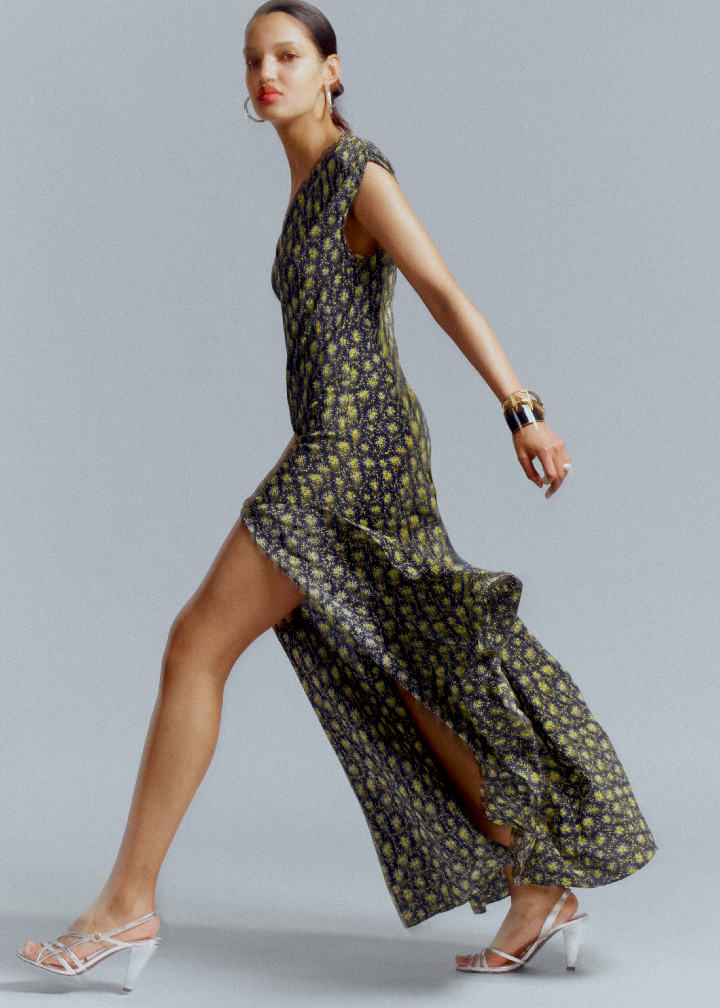 Robe Midi & Other Stories Femme Taille 12 (UK), Verte, Coupe A, Manches Courtes (très Bon état)