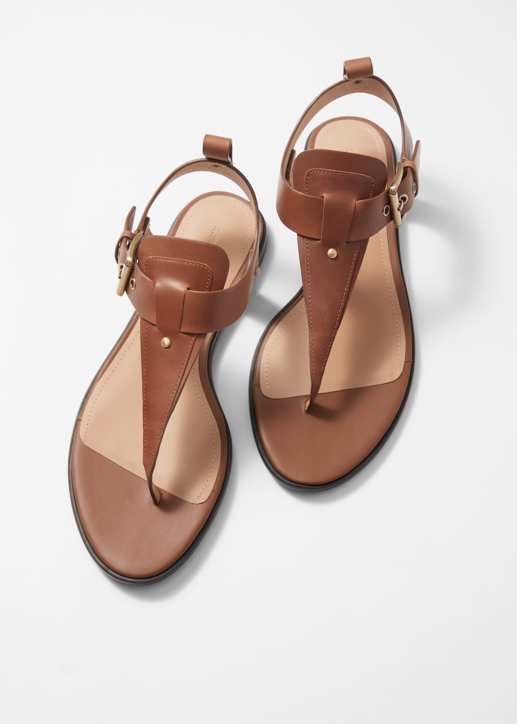 Sandalias de piel con tiras en el tobillo - Marrón - Bodegón