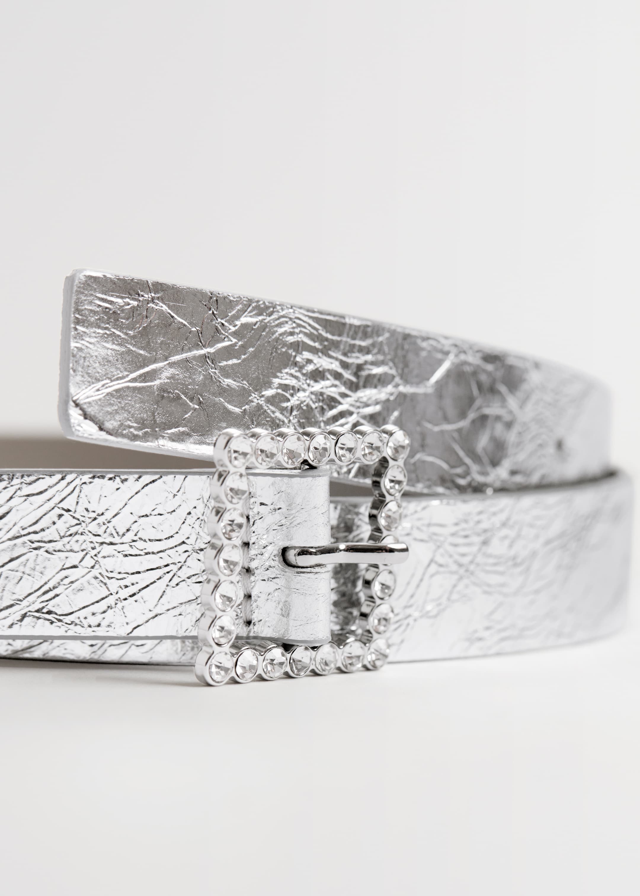 View larger image: Crystal Embellished Leather Belt - Silver - Ladies | H&M GB 2