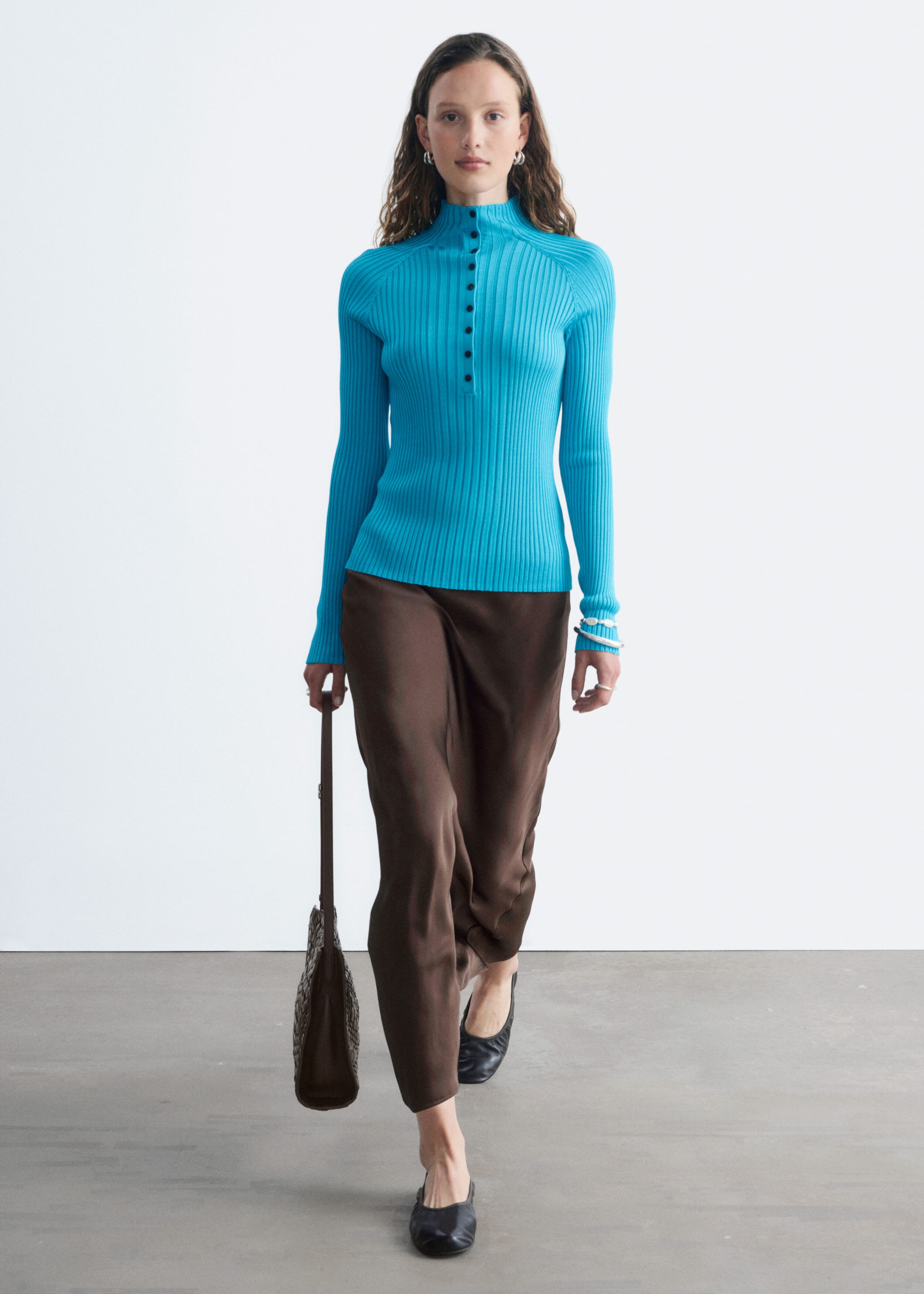Rib-Knit Top - Turquoise - Lookbook