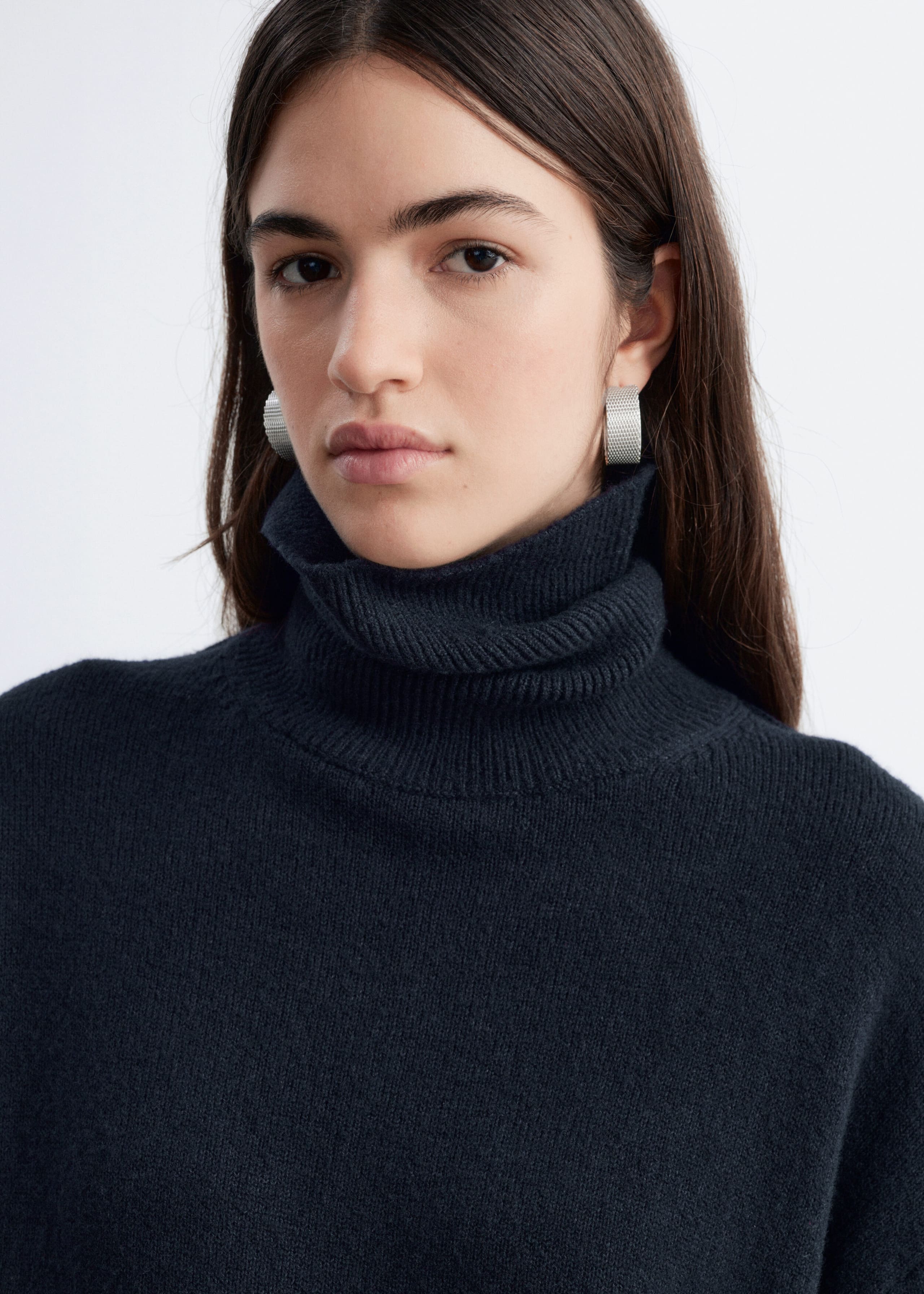 Wool-Cotton Turtleneck Jumper - Dark Blue - Lookbook