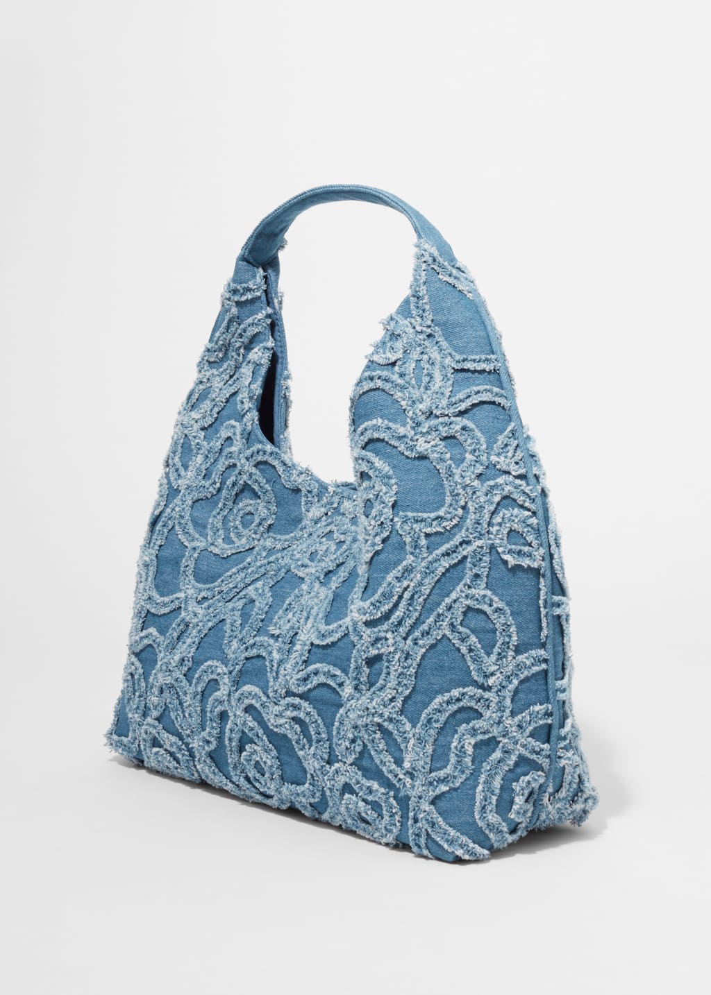 Small Appliquéd Denim Tote Bag - {{variantName}} - Descriptive Detail