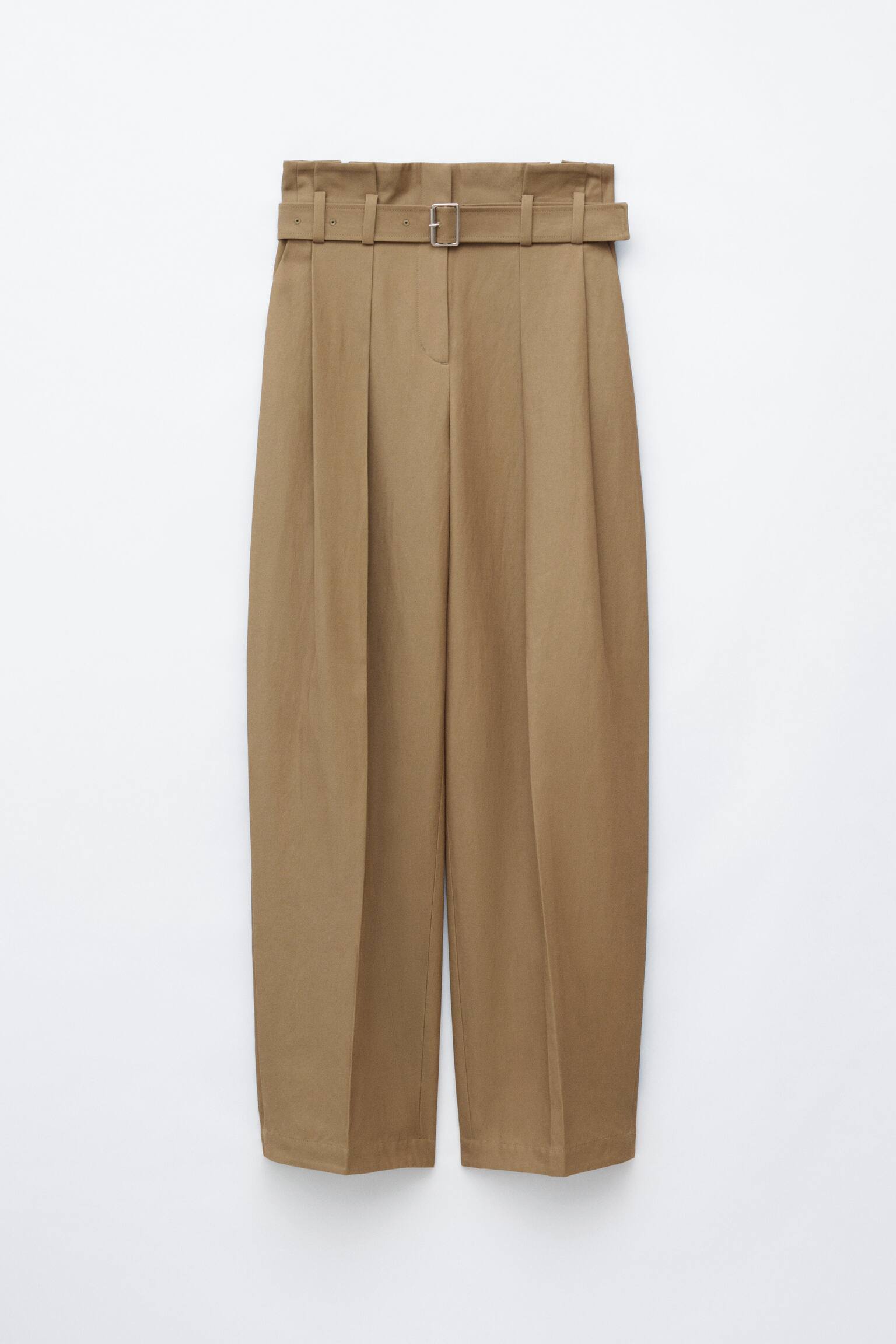 Paperbag-Hose mit Falten - Beige - 1