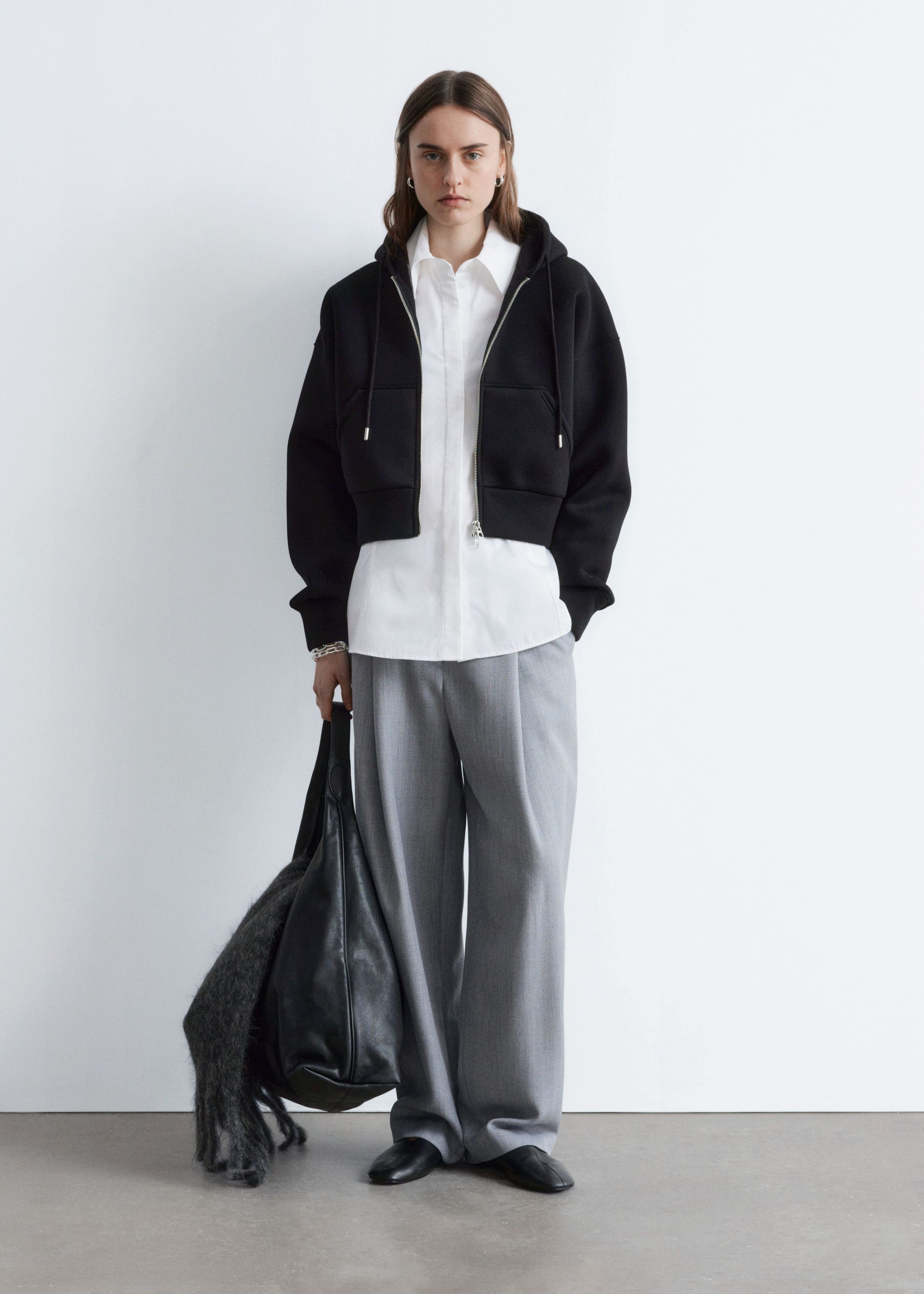 Image of Cropped Scuba Zip-Up Hoodie