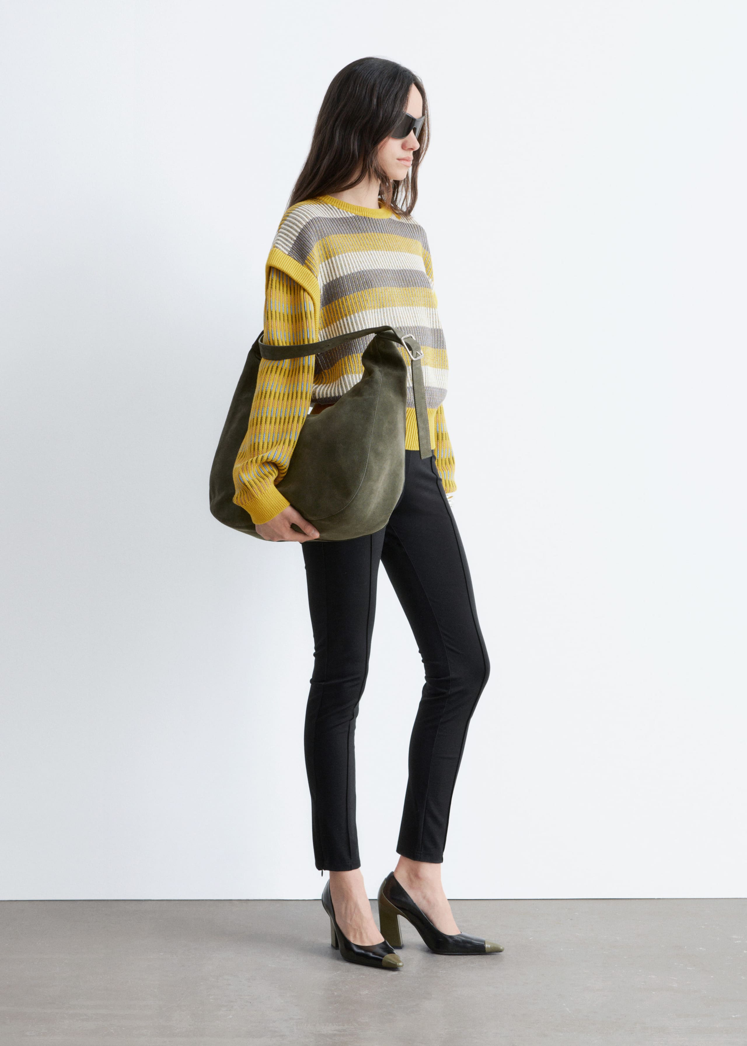 Image of Striped Panel Knit Jumper