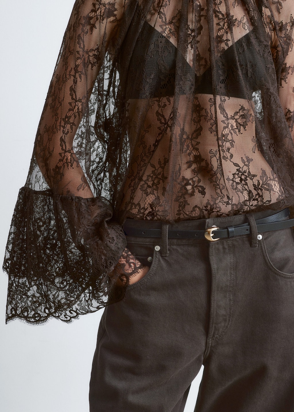Image of Flounced Lace Blouse