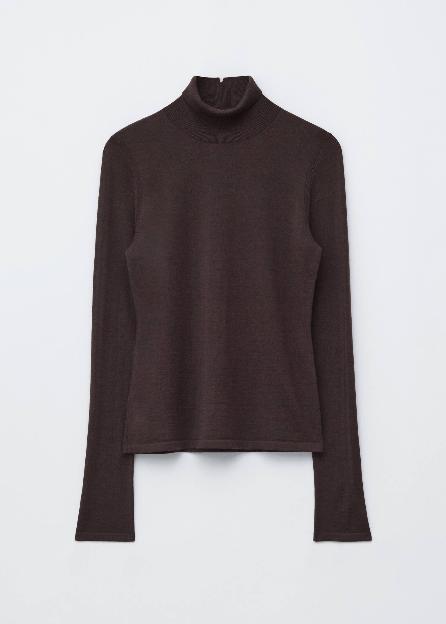 Thin-Knit Wool Turtleneck - Dark Brown/Dark Blue/Yellow/Light Purple - 2