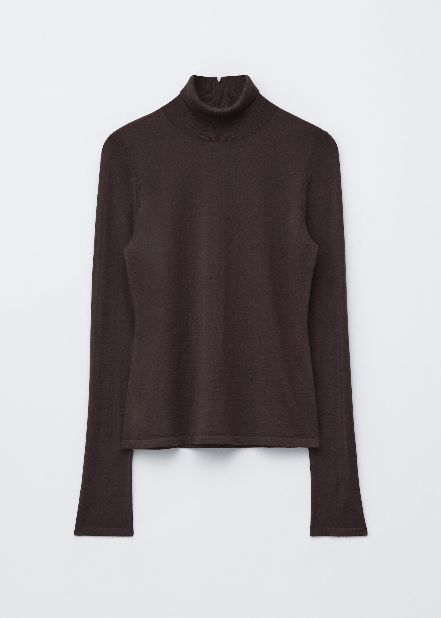 Rollkragenpullover aus fein gestrickter Wolle - Dunkelbraun/Dunkelblau/Helllila - 2