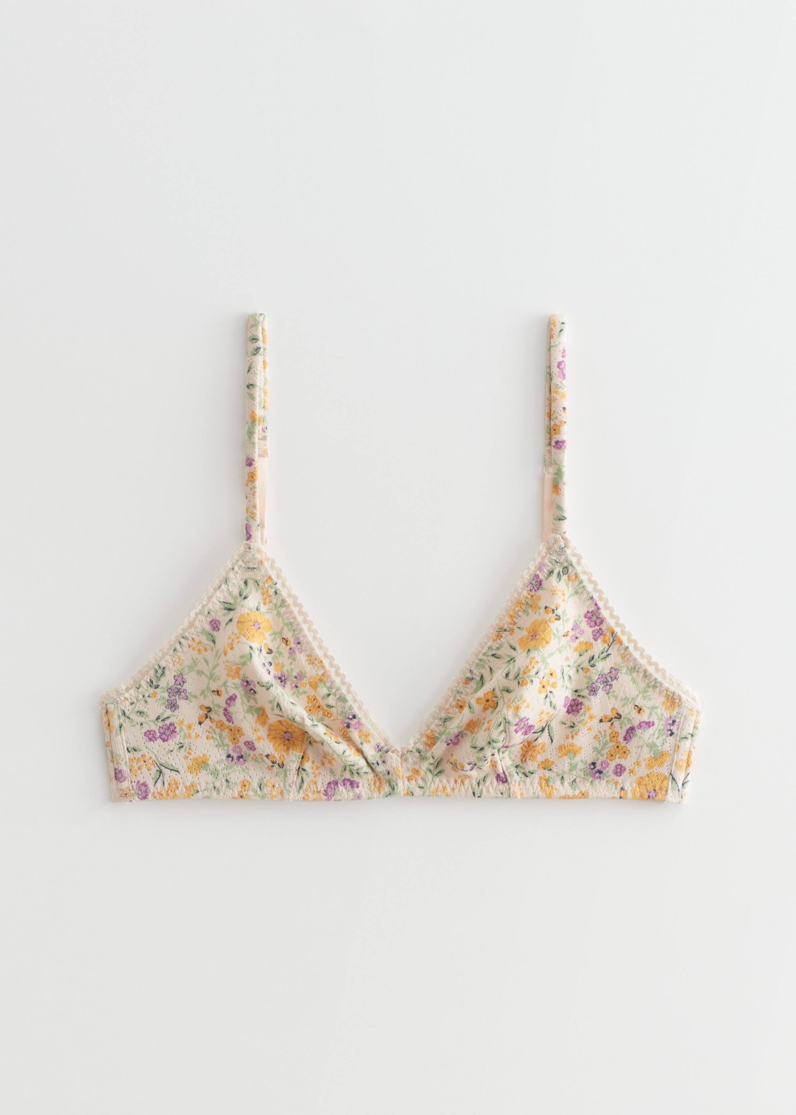 Scalloped Triangle Soft Bra - Yellow Florals - Still Life