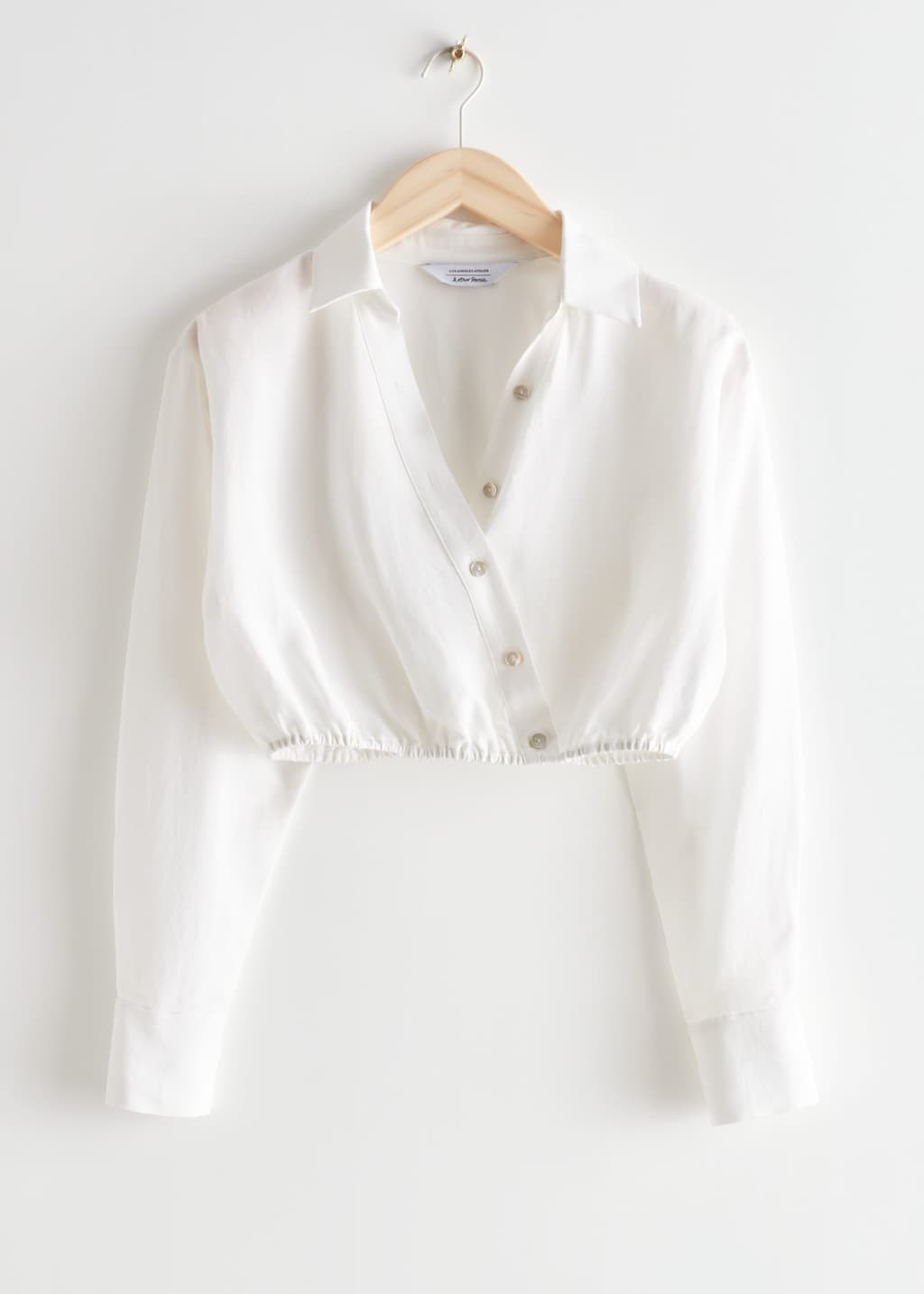 Cropped Asymmetric Blouse - Dark Beige - Bodegón