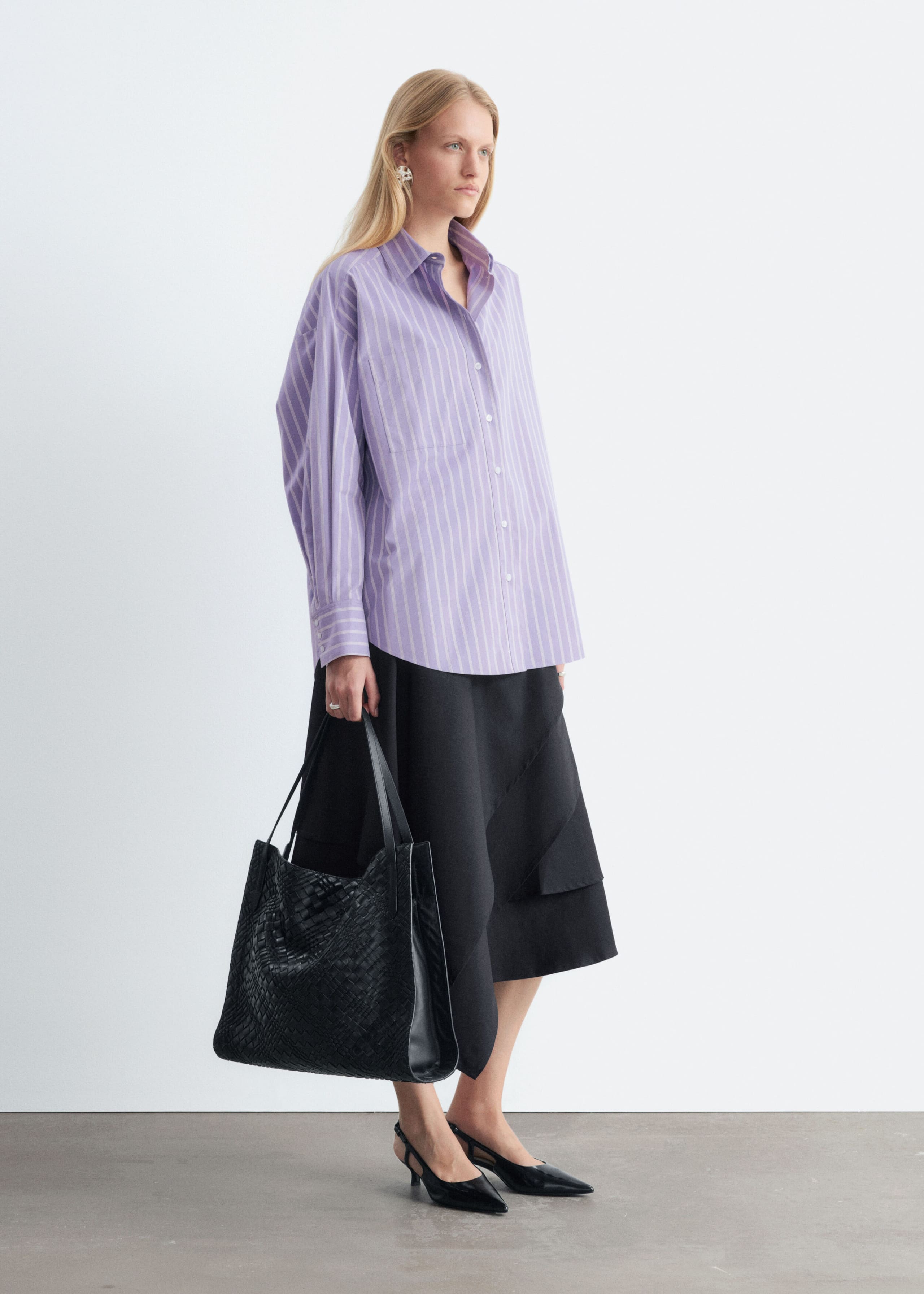 Oversized Cotton Shirt - Lilac/White - Still Life