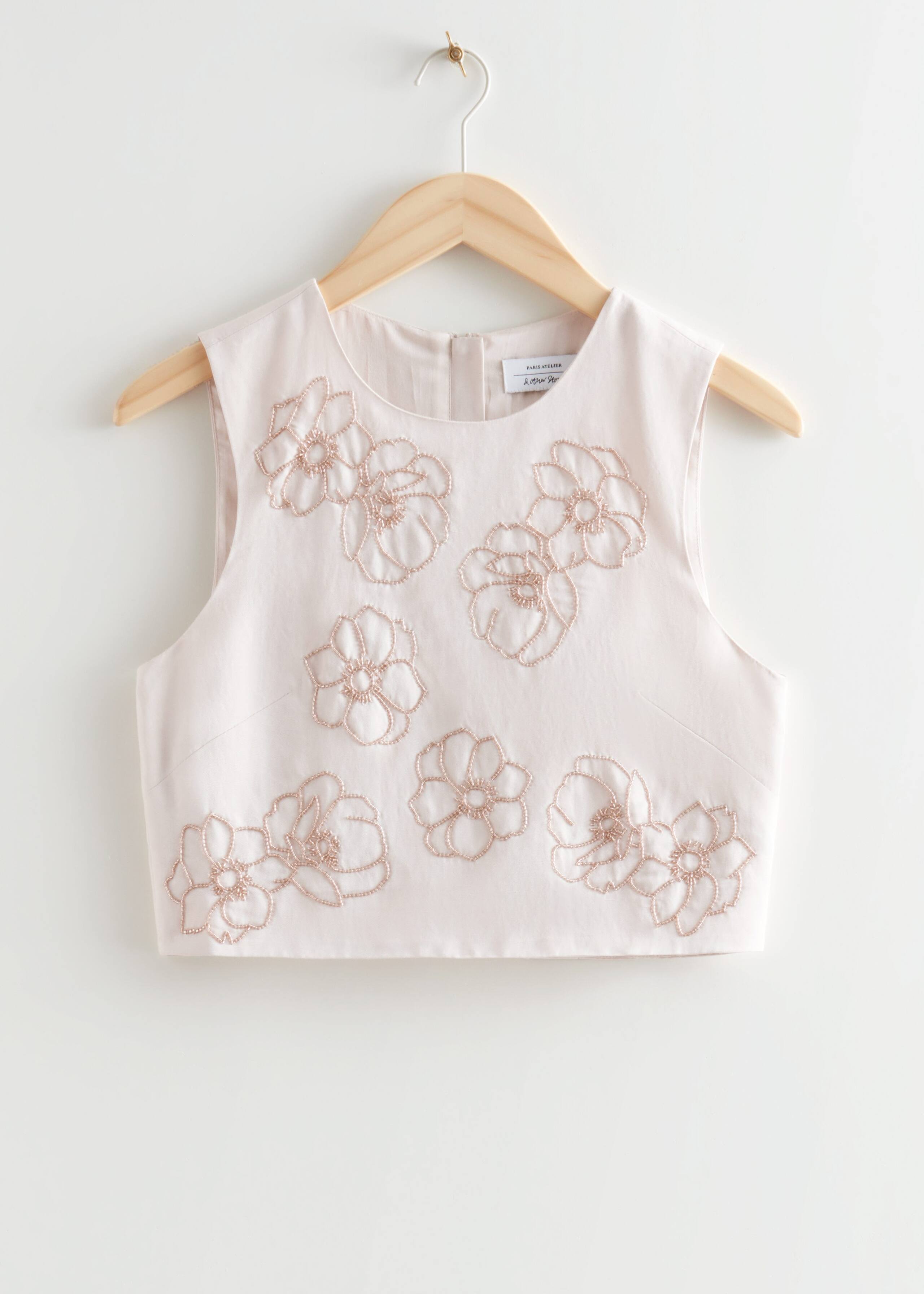 Floral Bead Top - White - Still Life