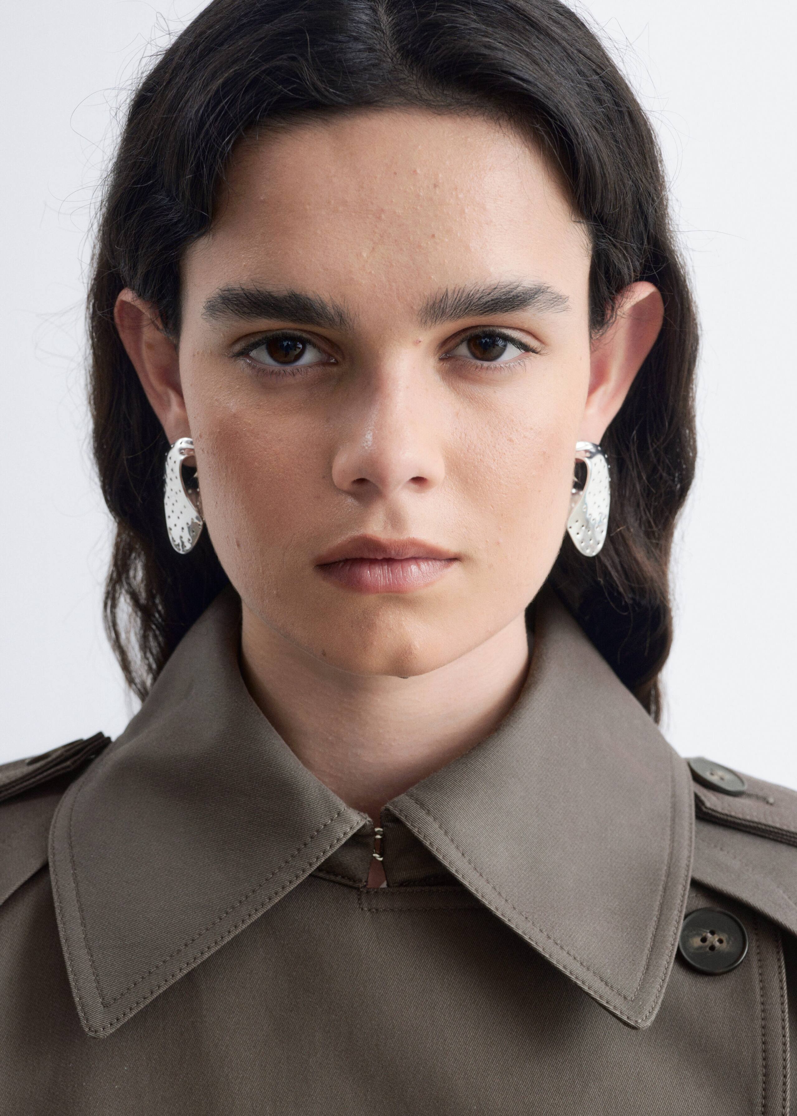 Cutout Brass Earrings - Silver - Lookbook