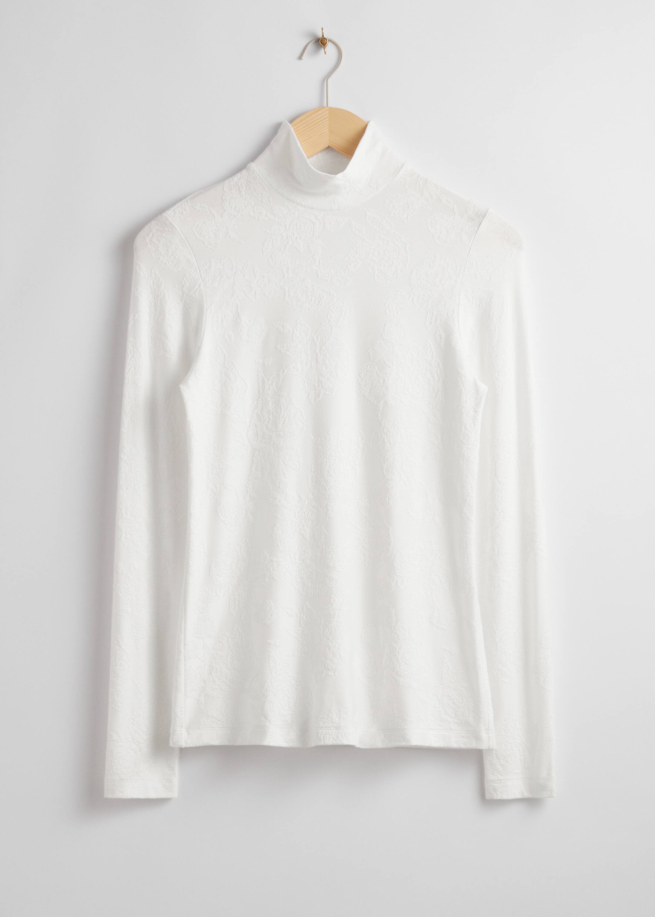 View larger image: Mock Neck Jacquard Top - White - Ladies | H&M GB 1