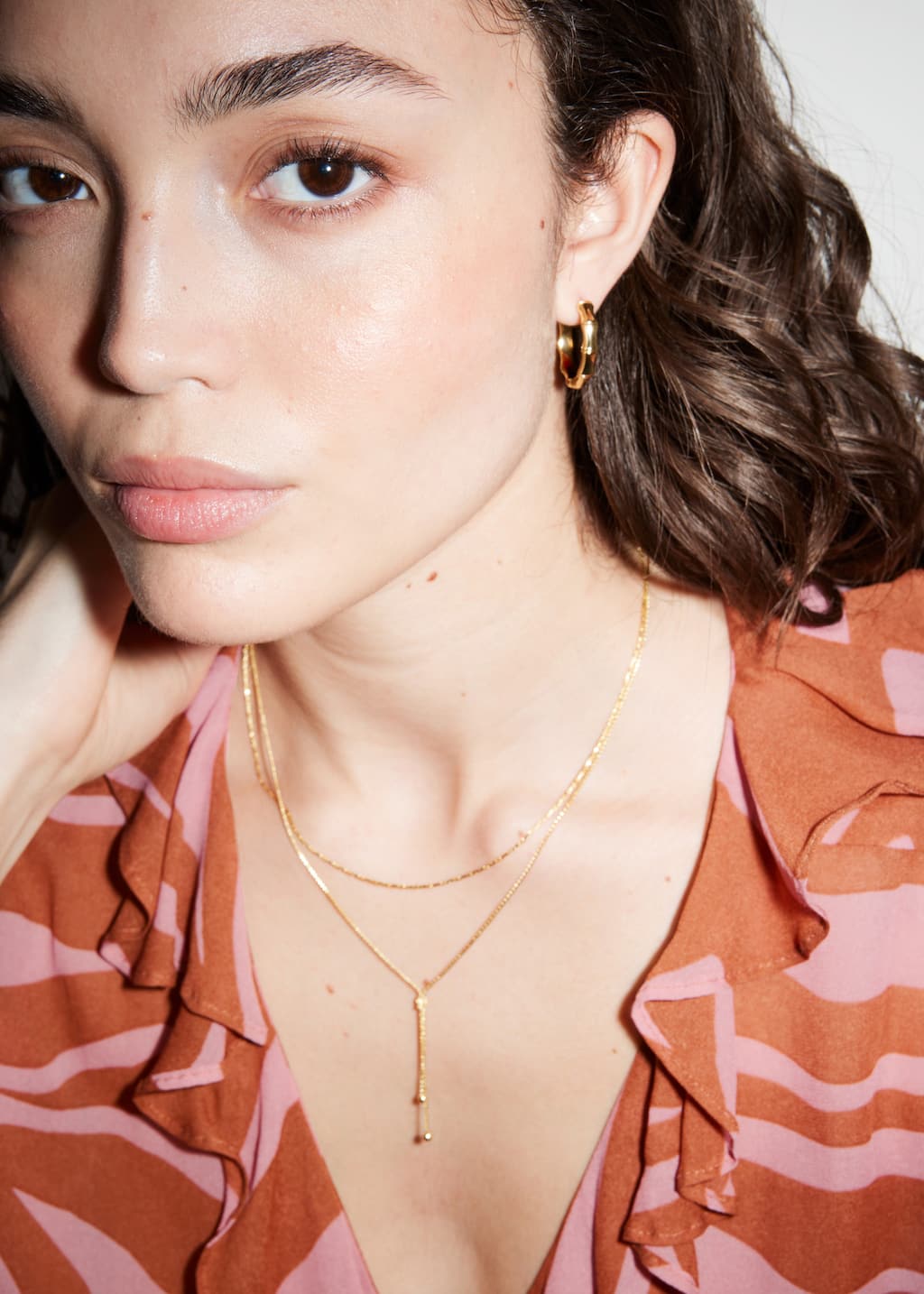 Layered Lariat Necklace - Gold - Lookbook