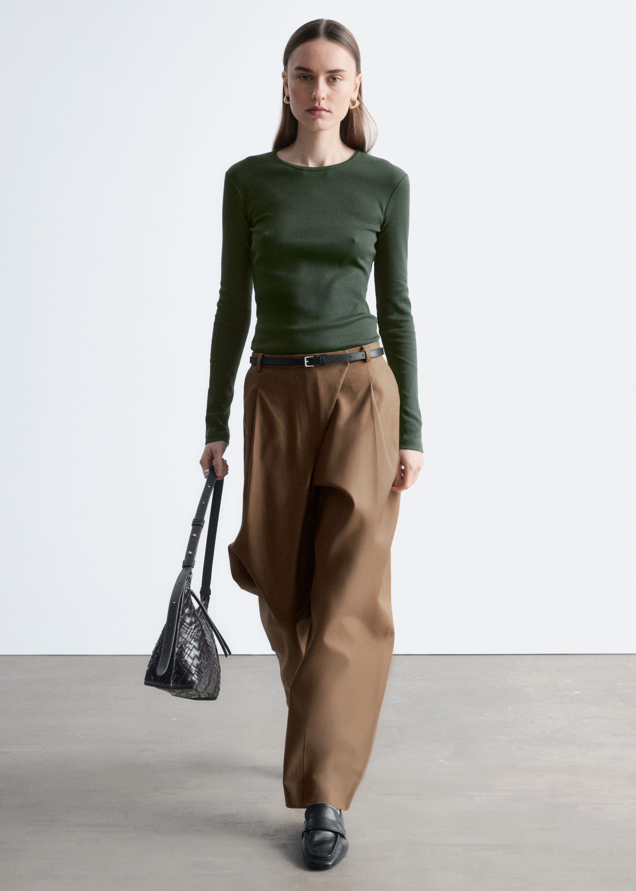 Image of Ribbed Long-Sleeve Top