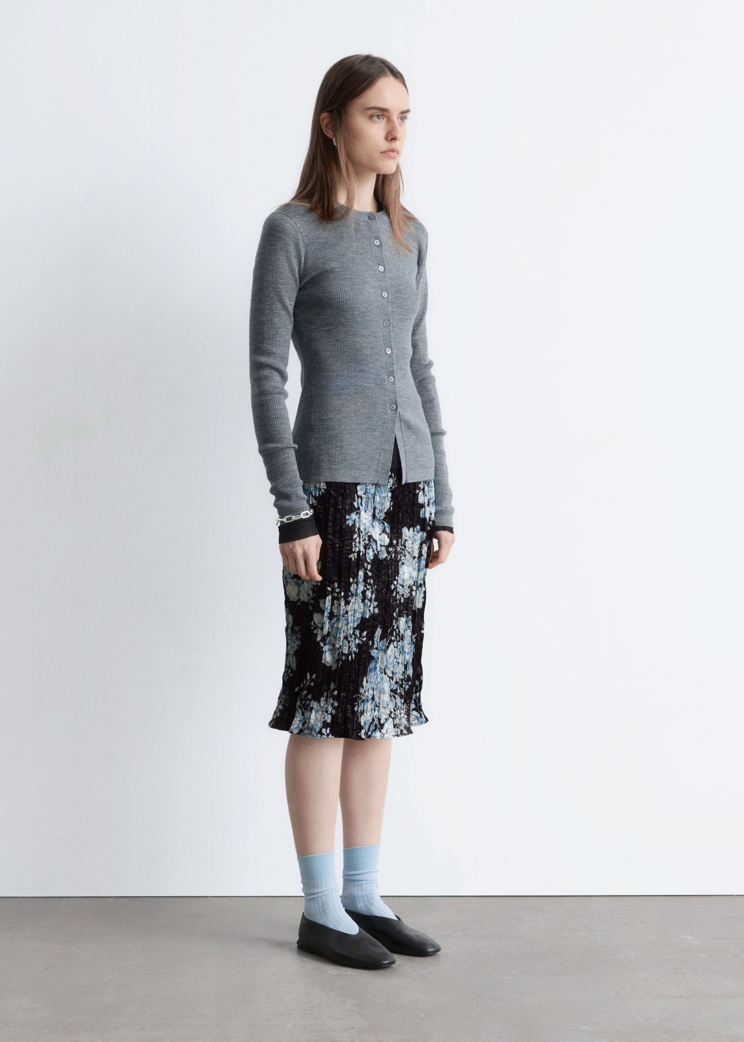 Image of Rib-Knit Merino Wool Cardigan