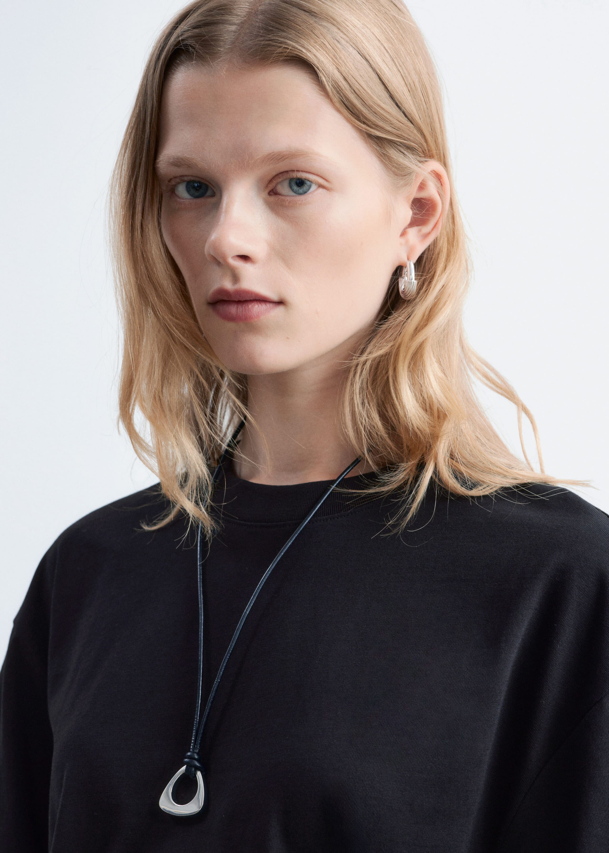 Boxy Cotton T-Shirt - Black - Lookbook
