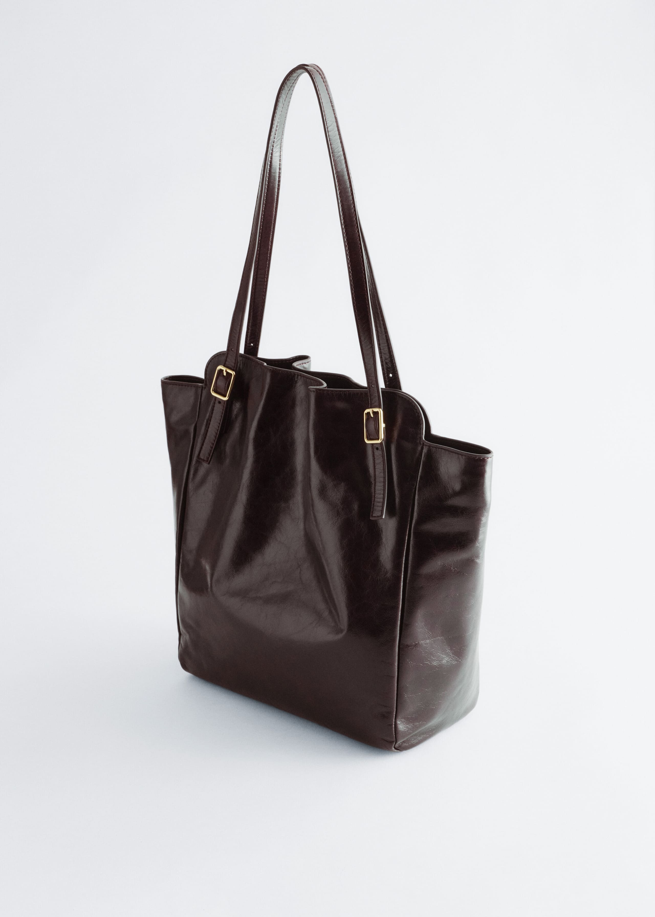 Tote bag en cuir avec bandoulières à boucles - Dark Brown - Still Life