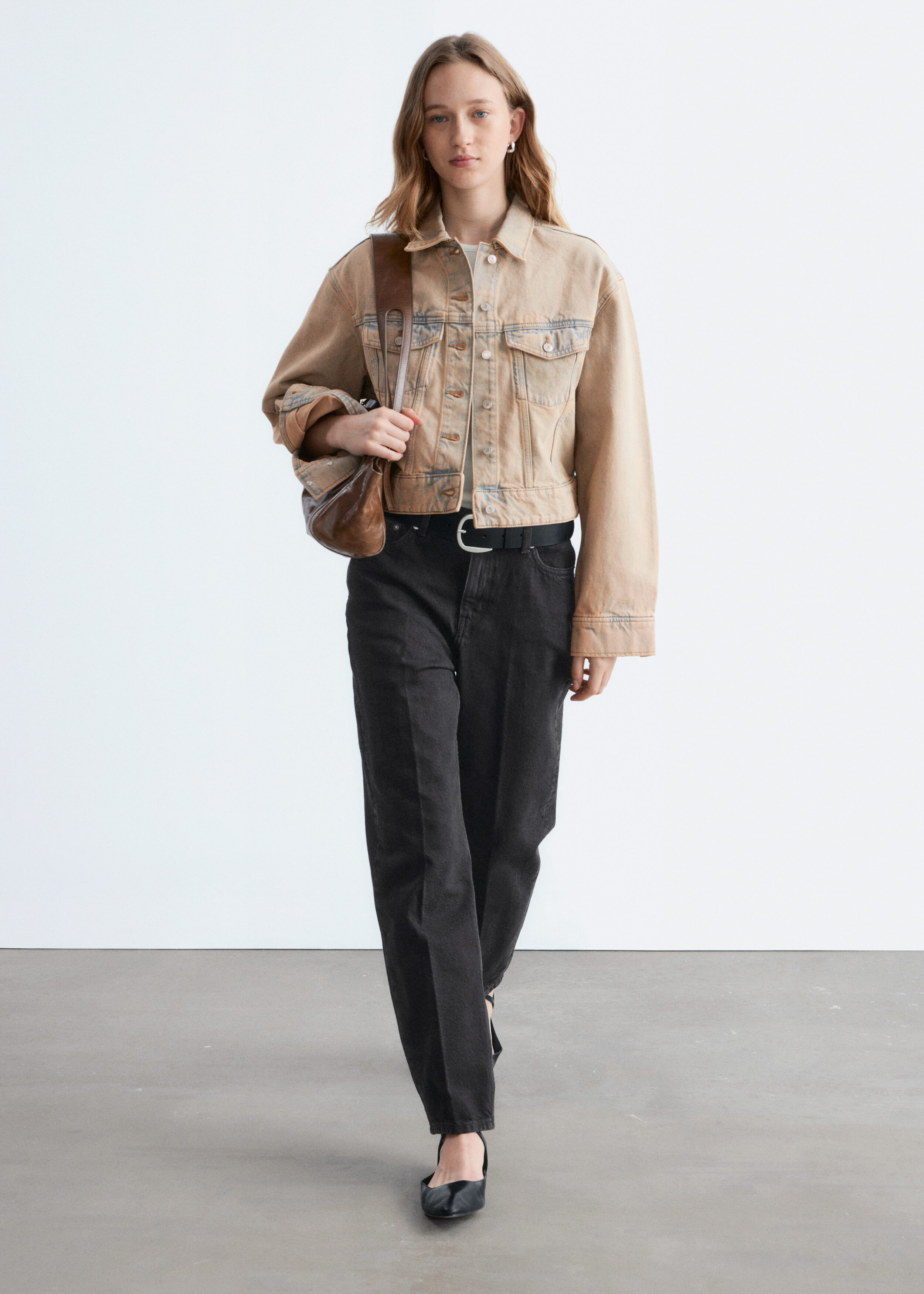 Cropped Overdye Denim Jacket - Washed Beige - & Other Stories US