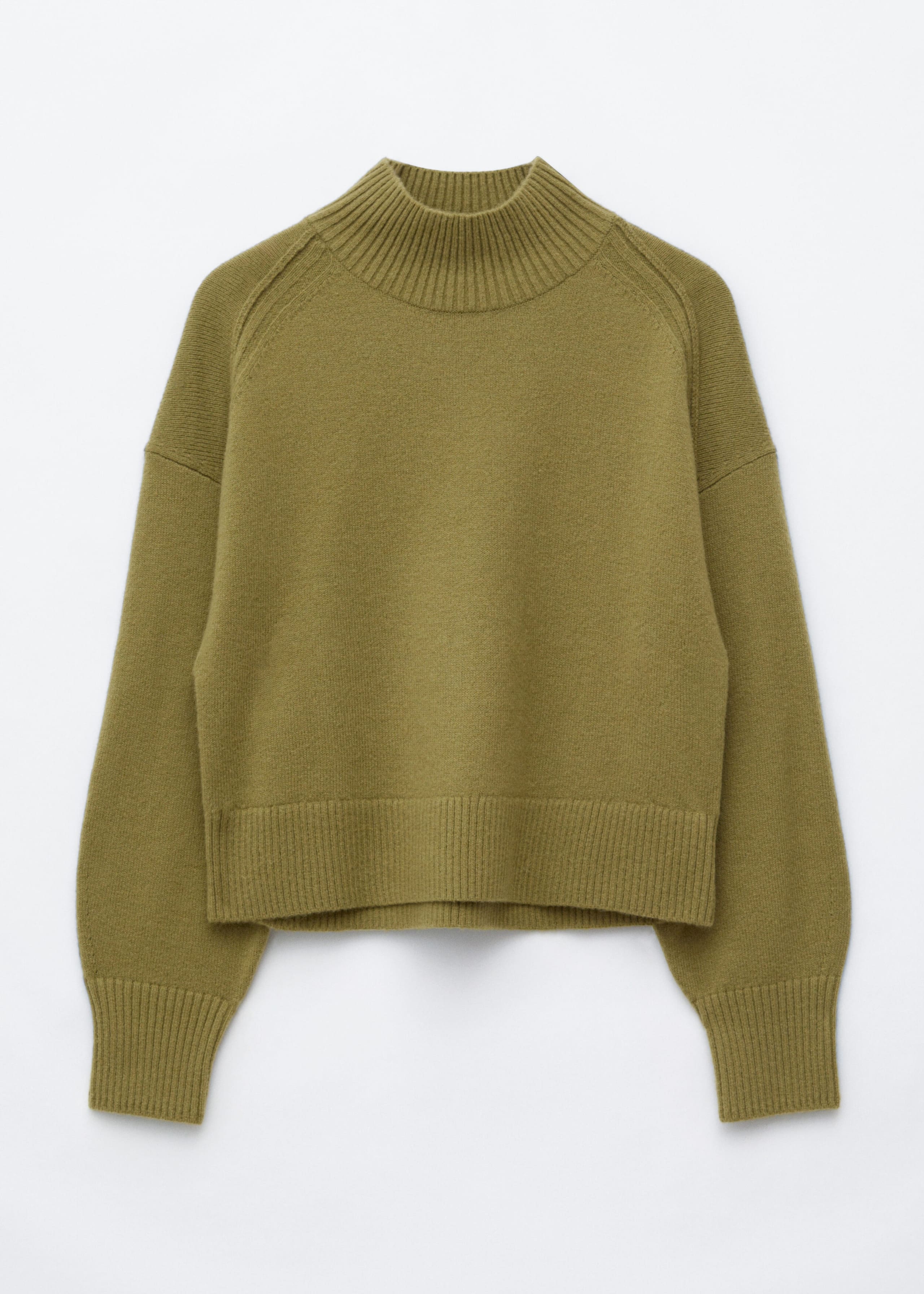 Mock-Neck Wool-Cotton Jumper - Olive Green - Still Life