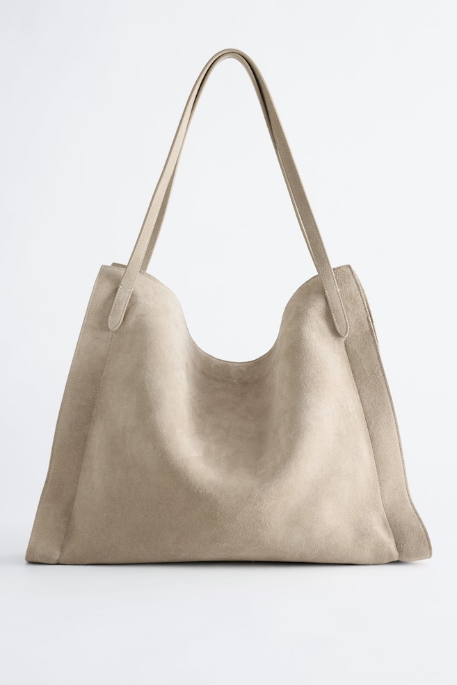 Sac cabas ouvert légèrement drapé - Beige/Marron foncé - 1