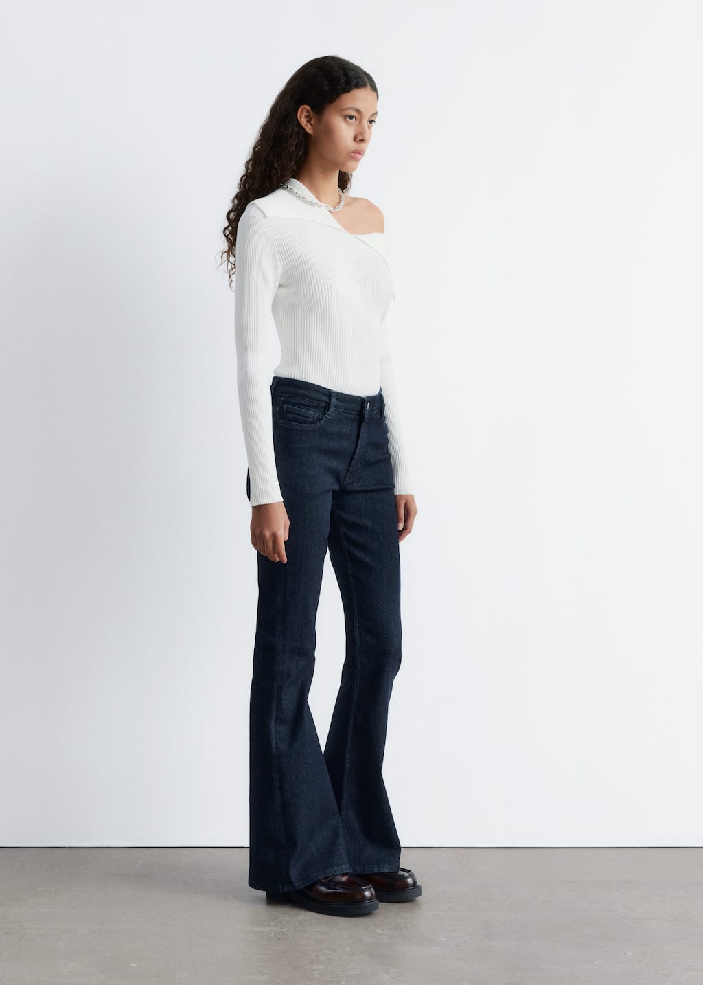 Image of Rib-Knit Off-Shoulder Top