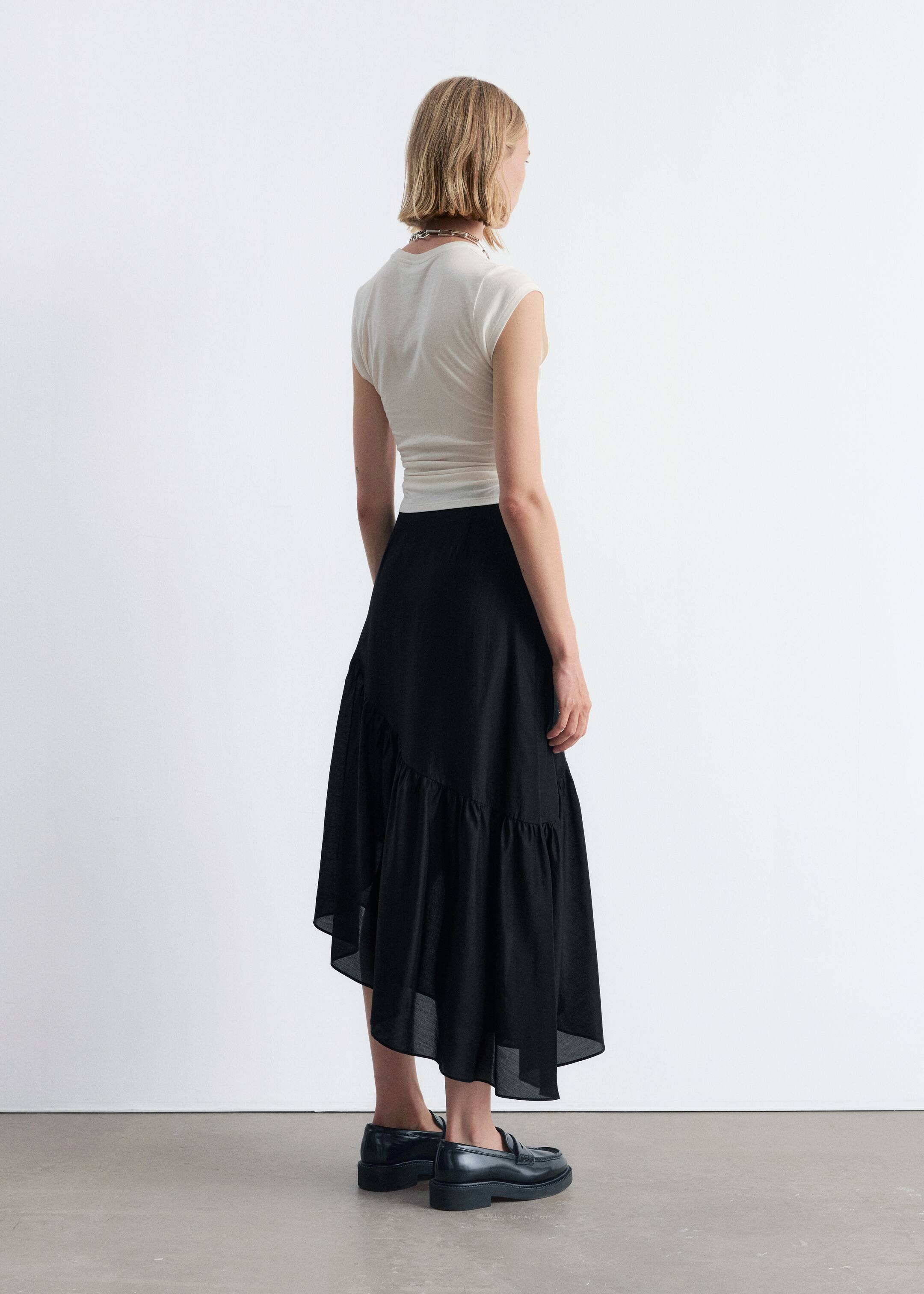 Grotere afbeelding bekijken: Asymmetrische geplooide midi-rok - Zwart - DAMES | H&M NL 4