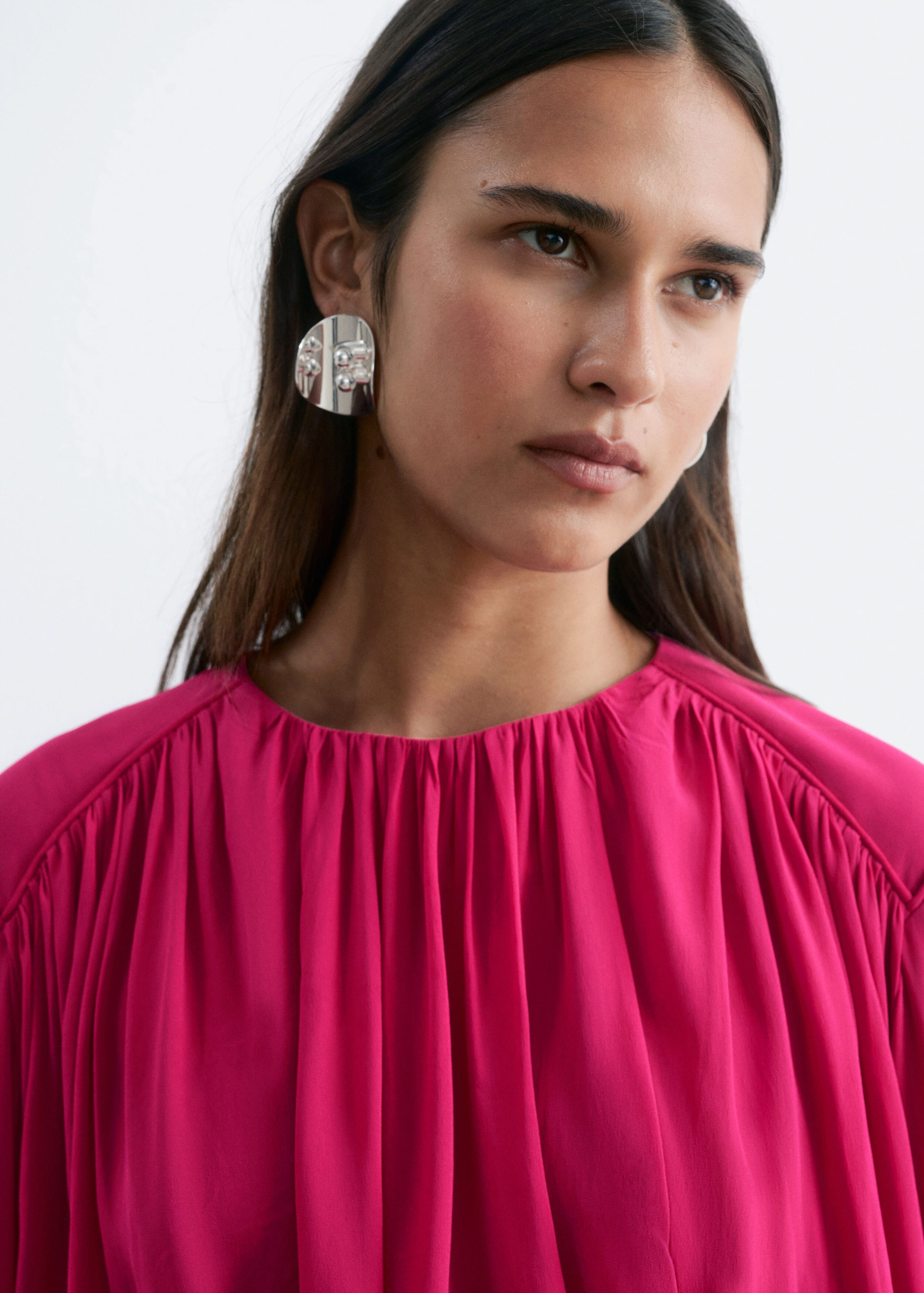Blusa con arricciature - Rosa - Lookbook
