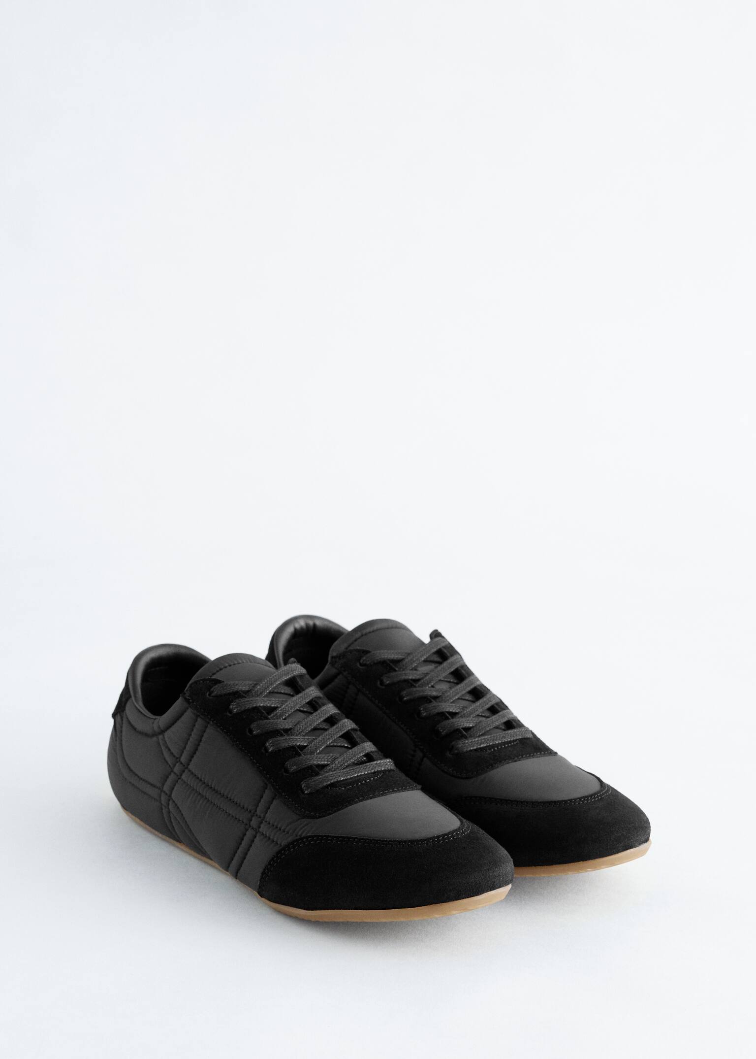 Adidași cu detalii din piele întoarsă - Negru/Maro/Alb/Bej - 4