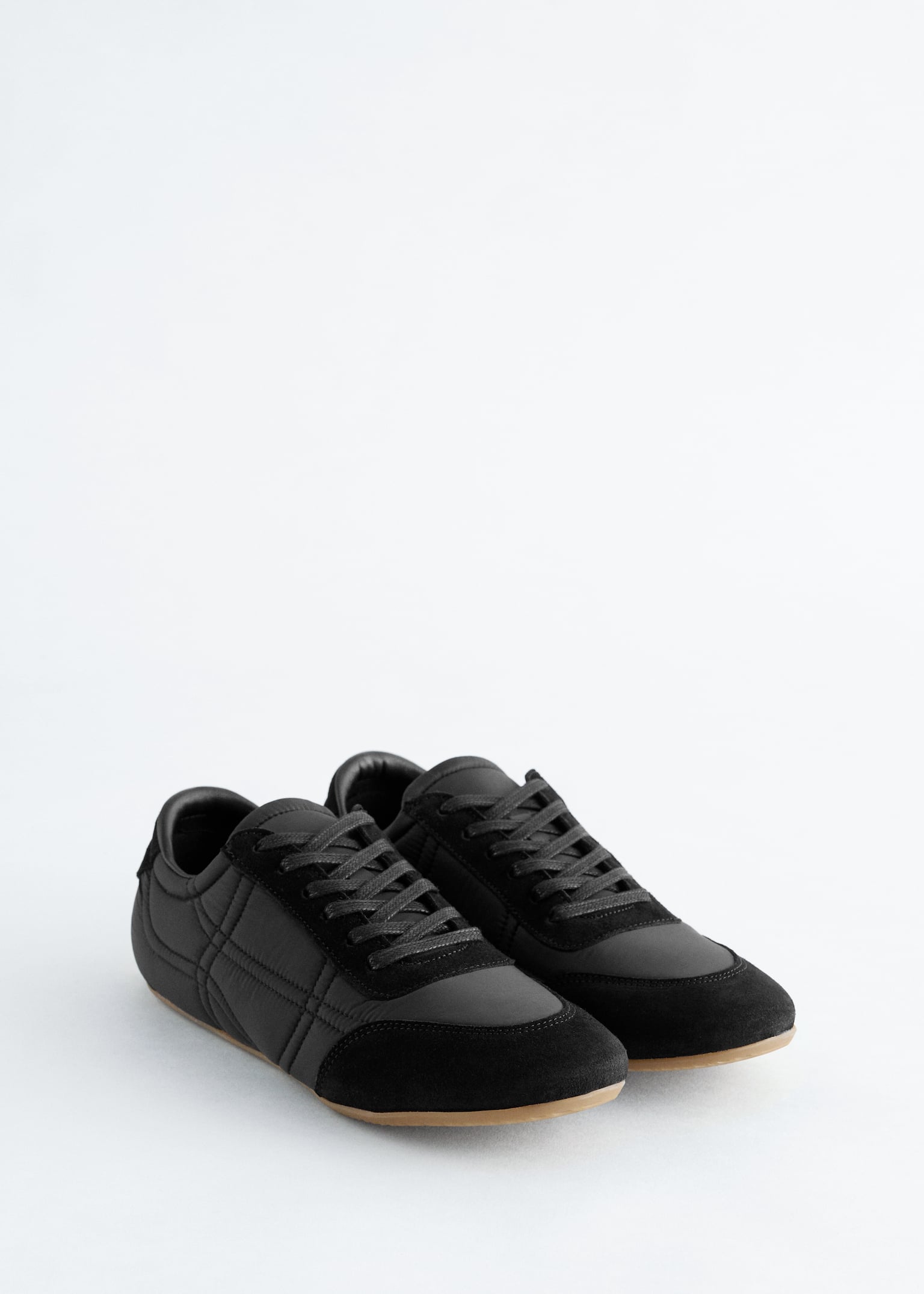Adidași cu detalii din piele întoarsă - Negru/Maro/Alb/Bej - 5