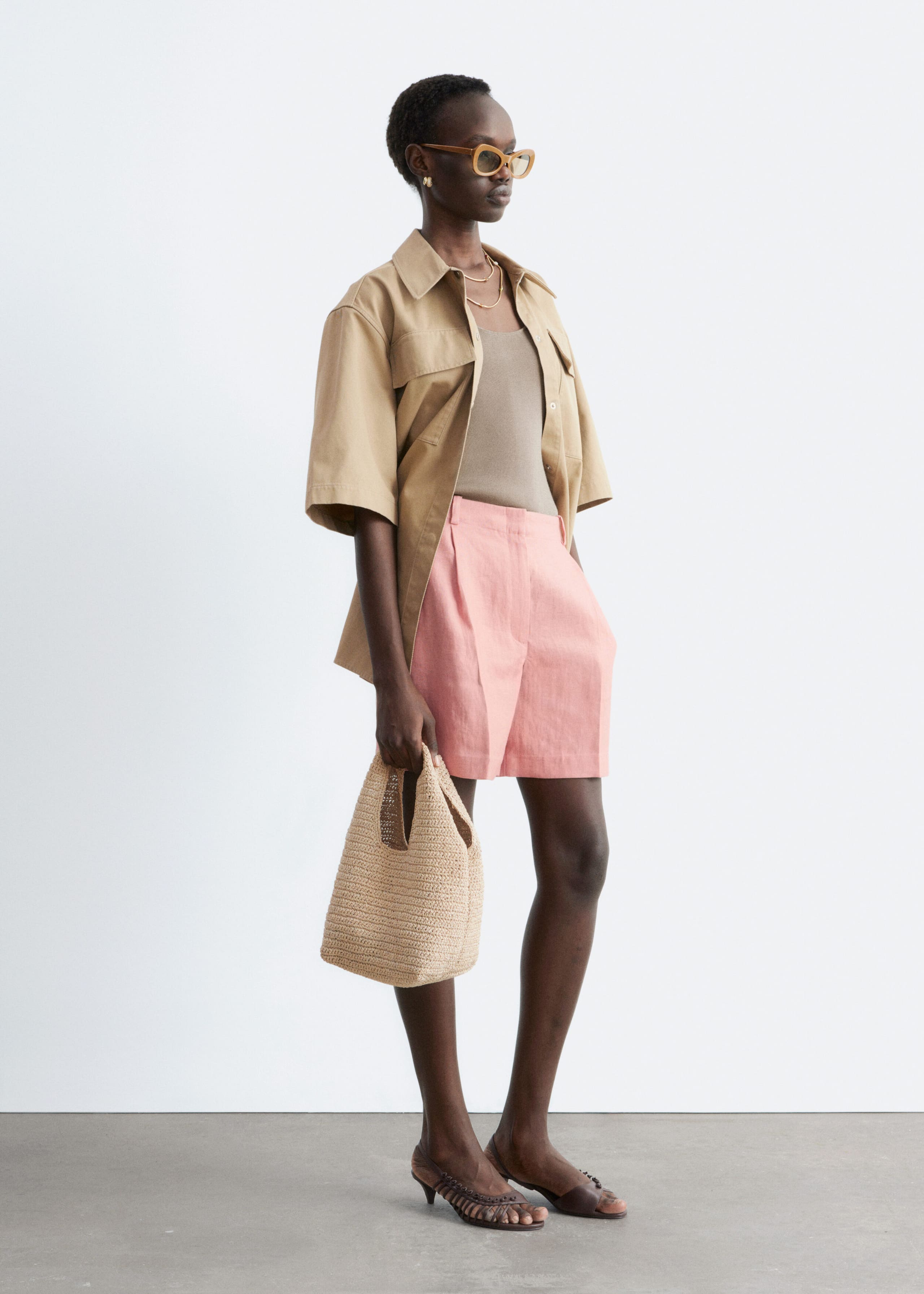 Image of Pleated Linen Shorts