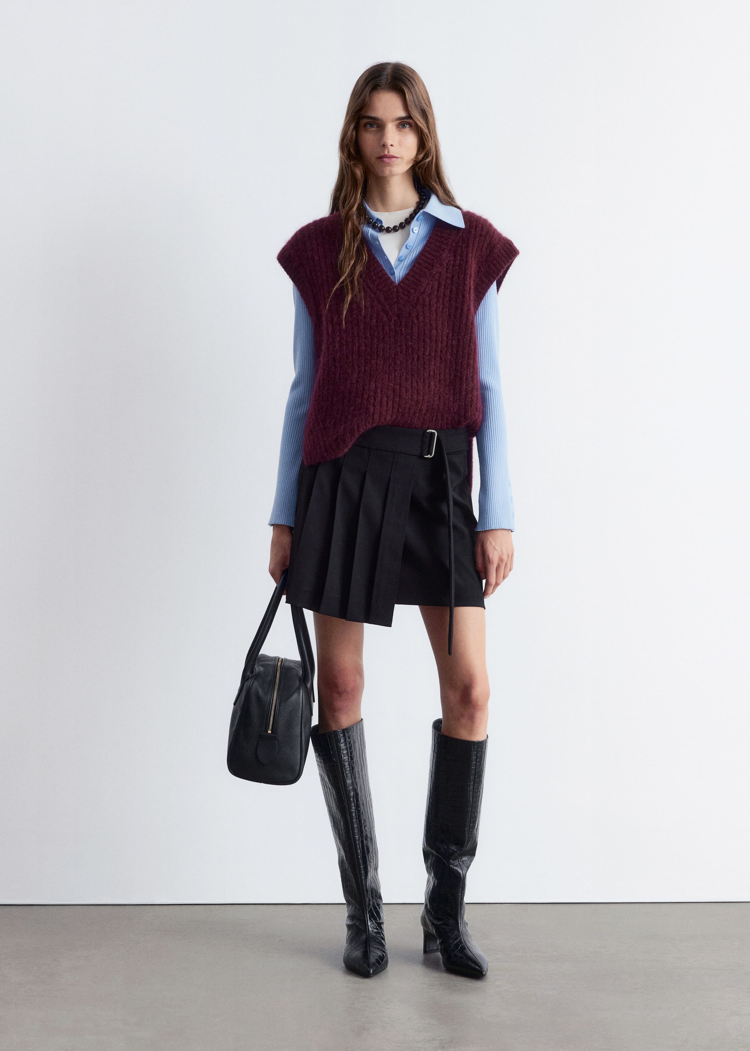 Image of Pleated Wrap Mini Skirt